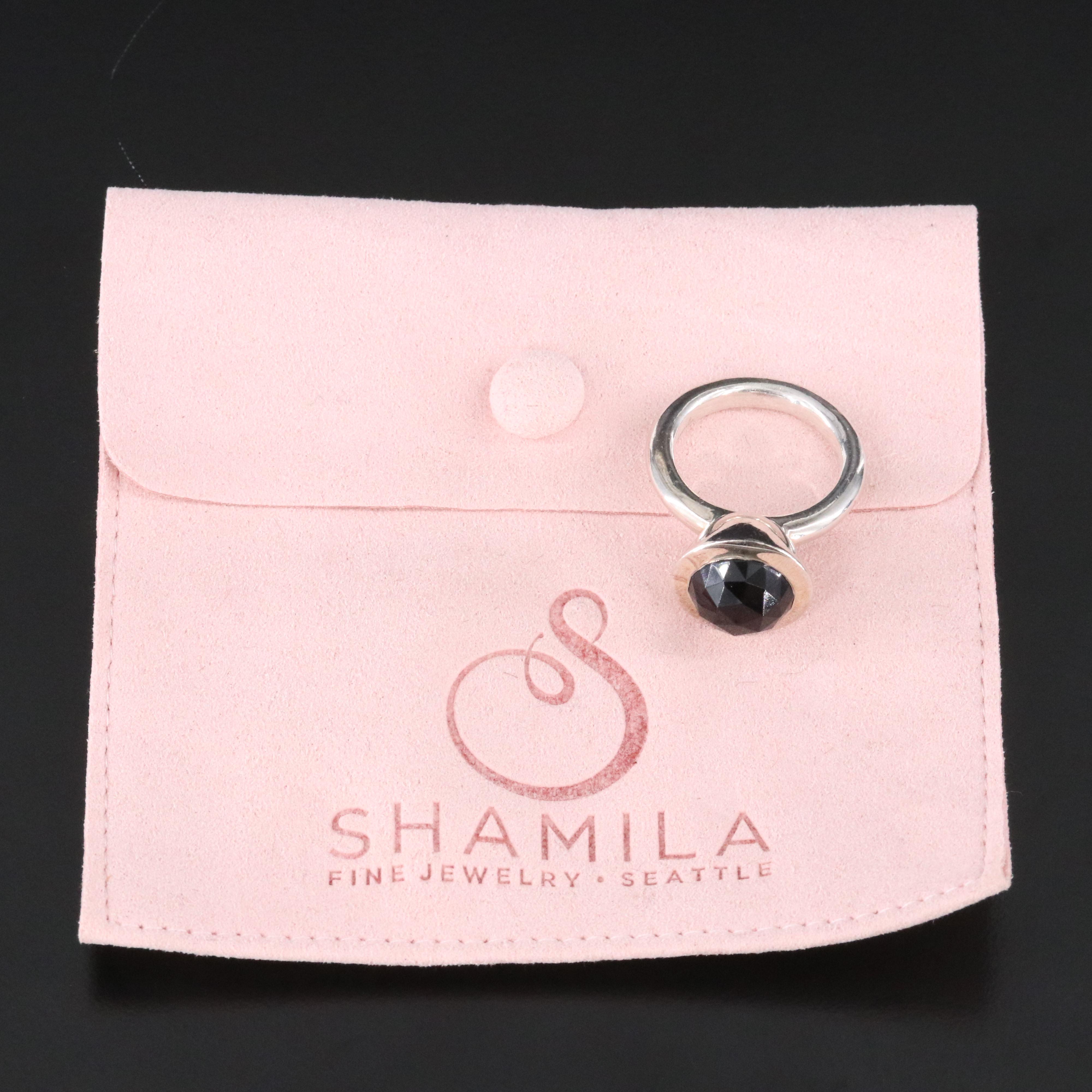 Shamila Sterling and Sheen Obsidian Ring