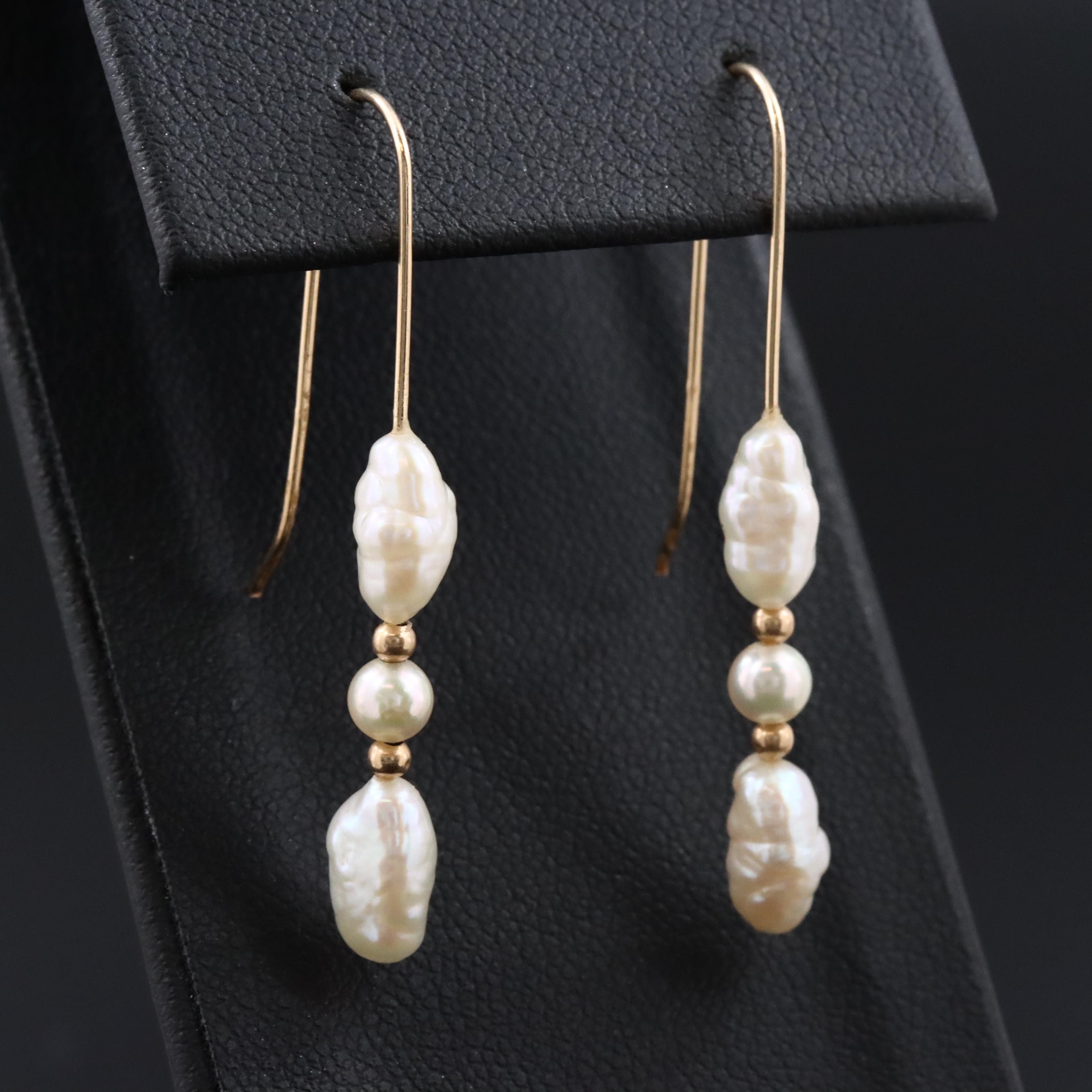 14K Pearl Drop Earrings