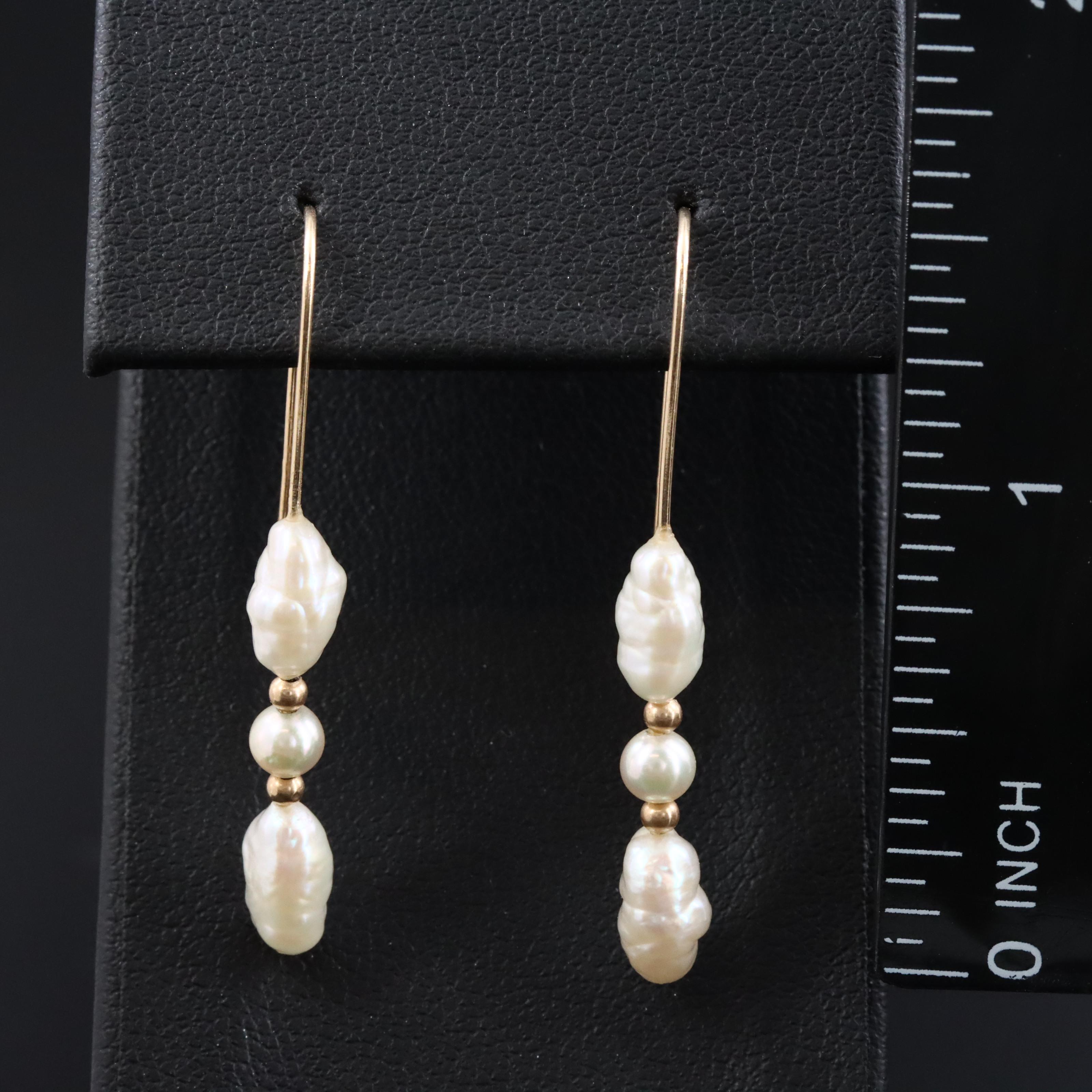 14K Pearl Drop Earrings