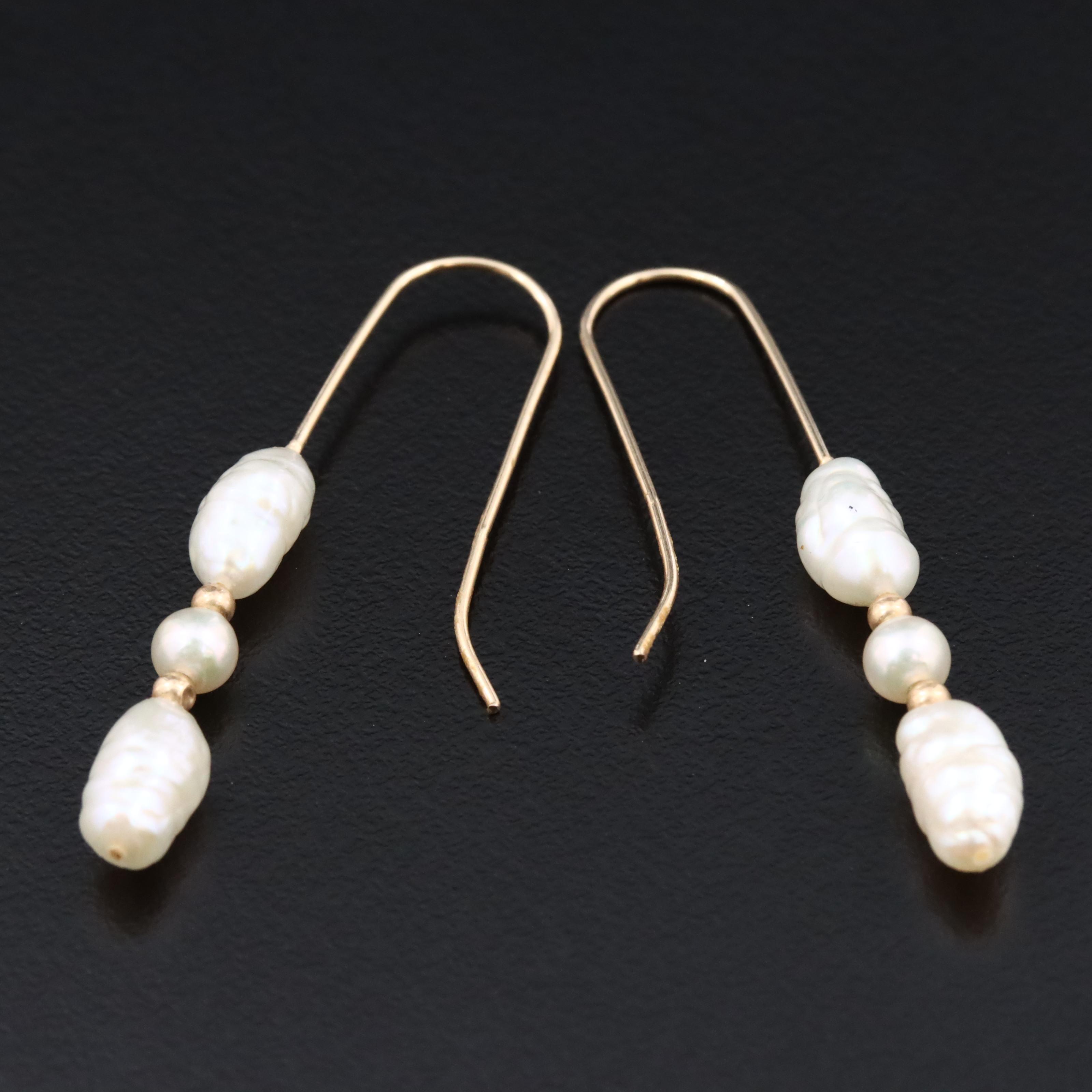 14K Pearl Drop Earrings