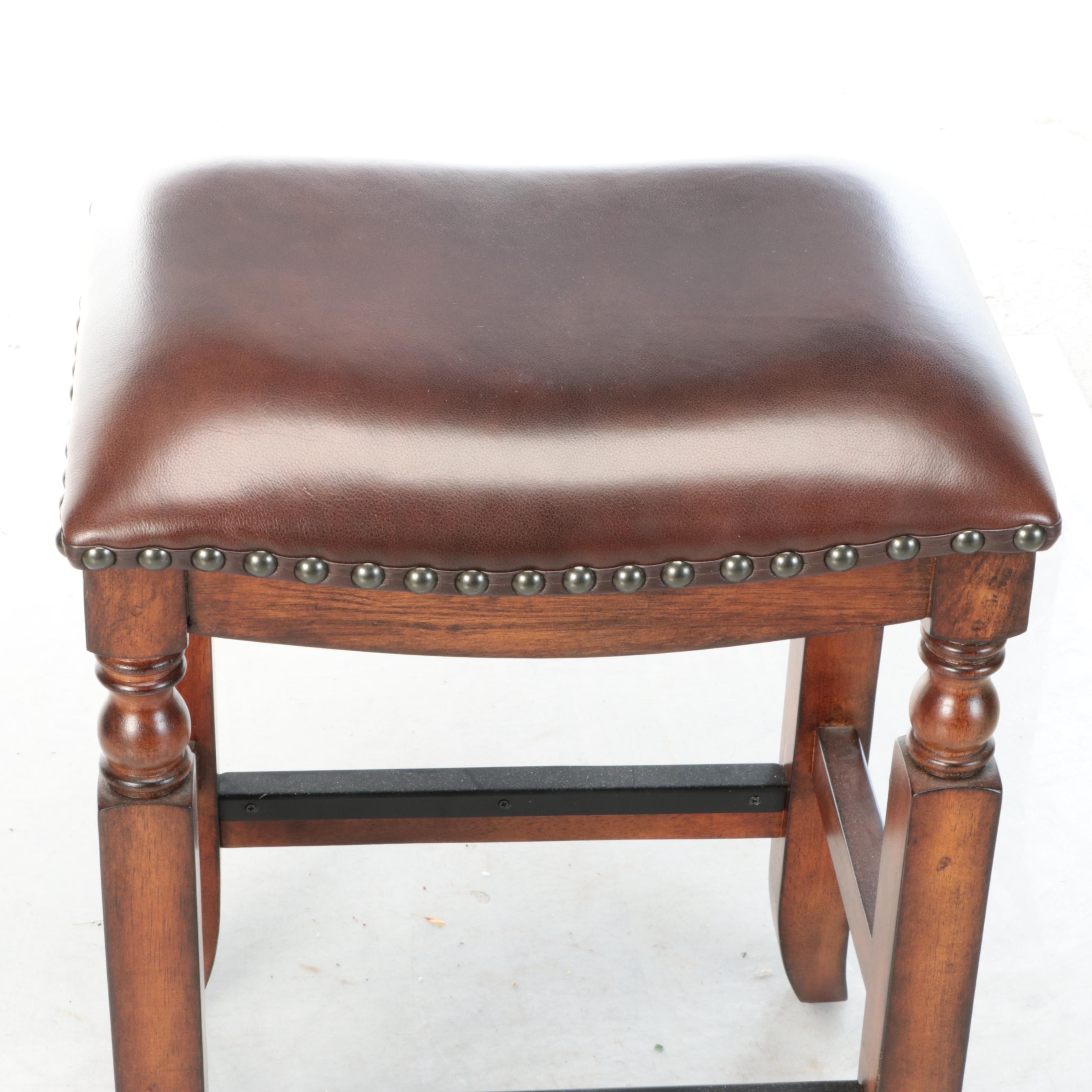 Long Wealth Wood Co. Faux Leather Upholstered Bench, 2017