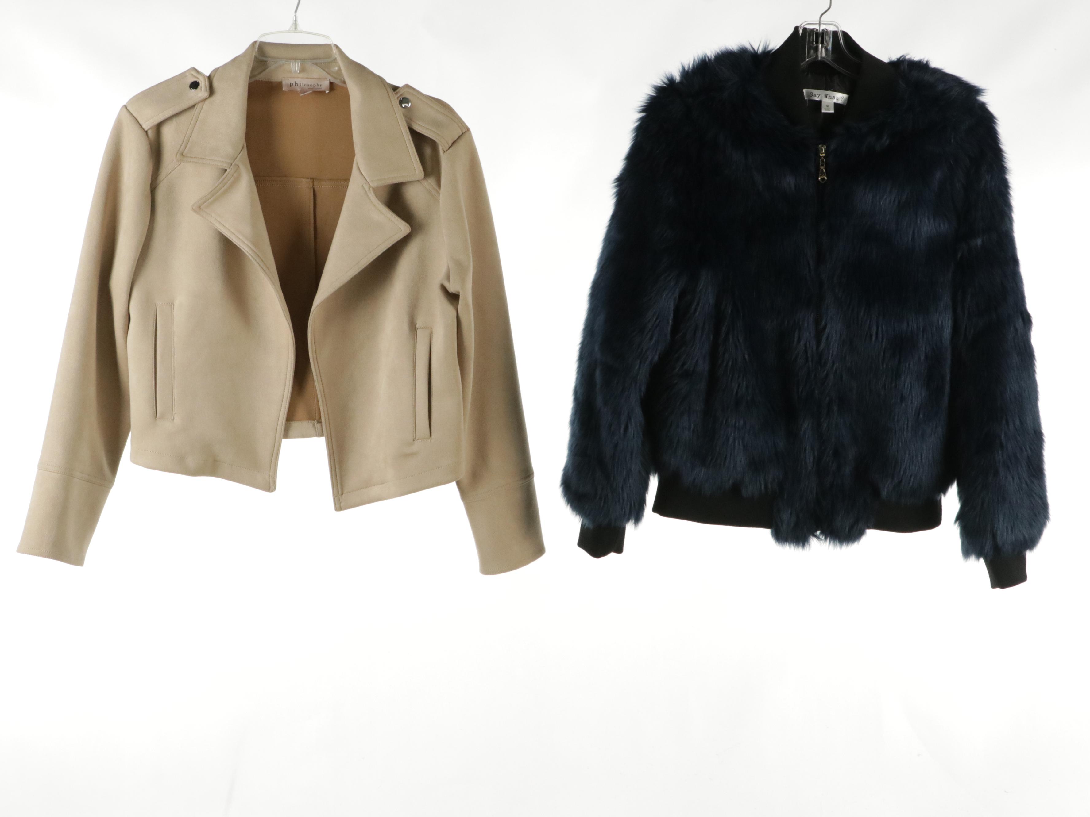 Zara and Say What? Faux Fur Jackets with Philosophy Faux Leather Cropped Jacket