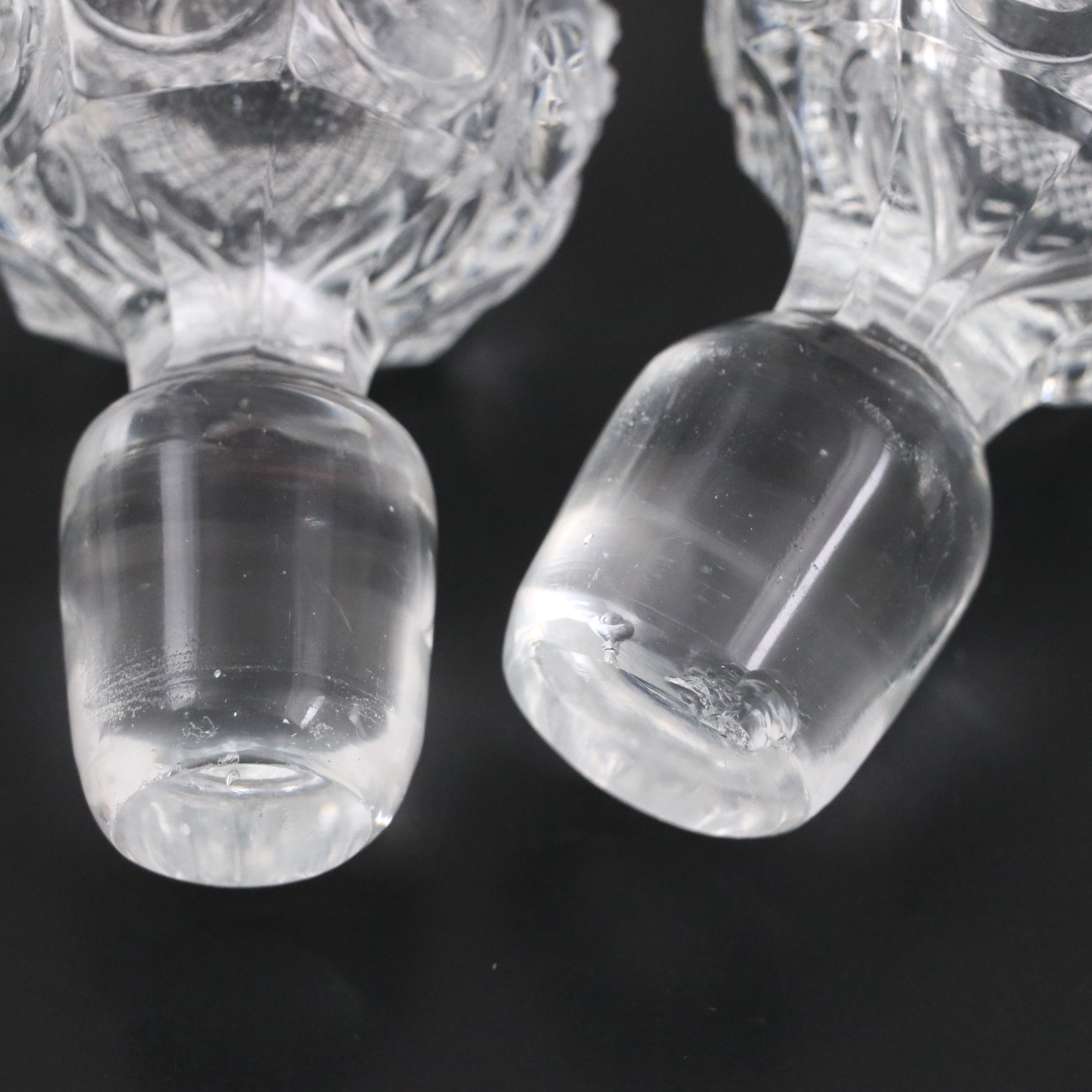 Georgian Style Cut Crystal Ring Neck Decanters with Stoppers, 20th Century