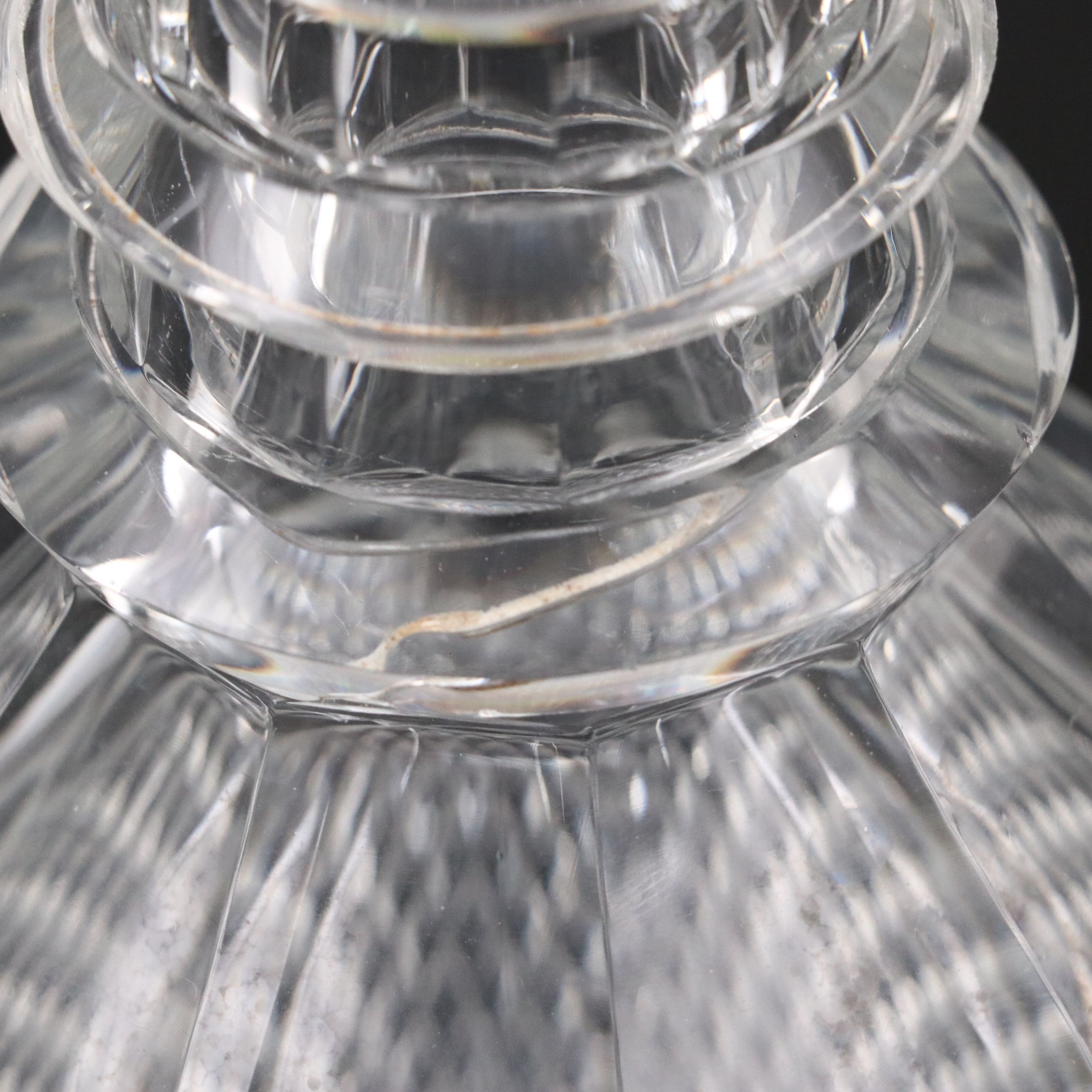 Georgian Style Cut Crystal Ring Neck Decanters with Stoppers, 20th Century
