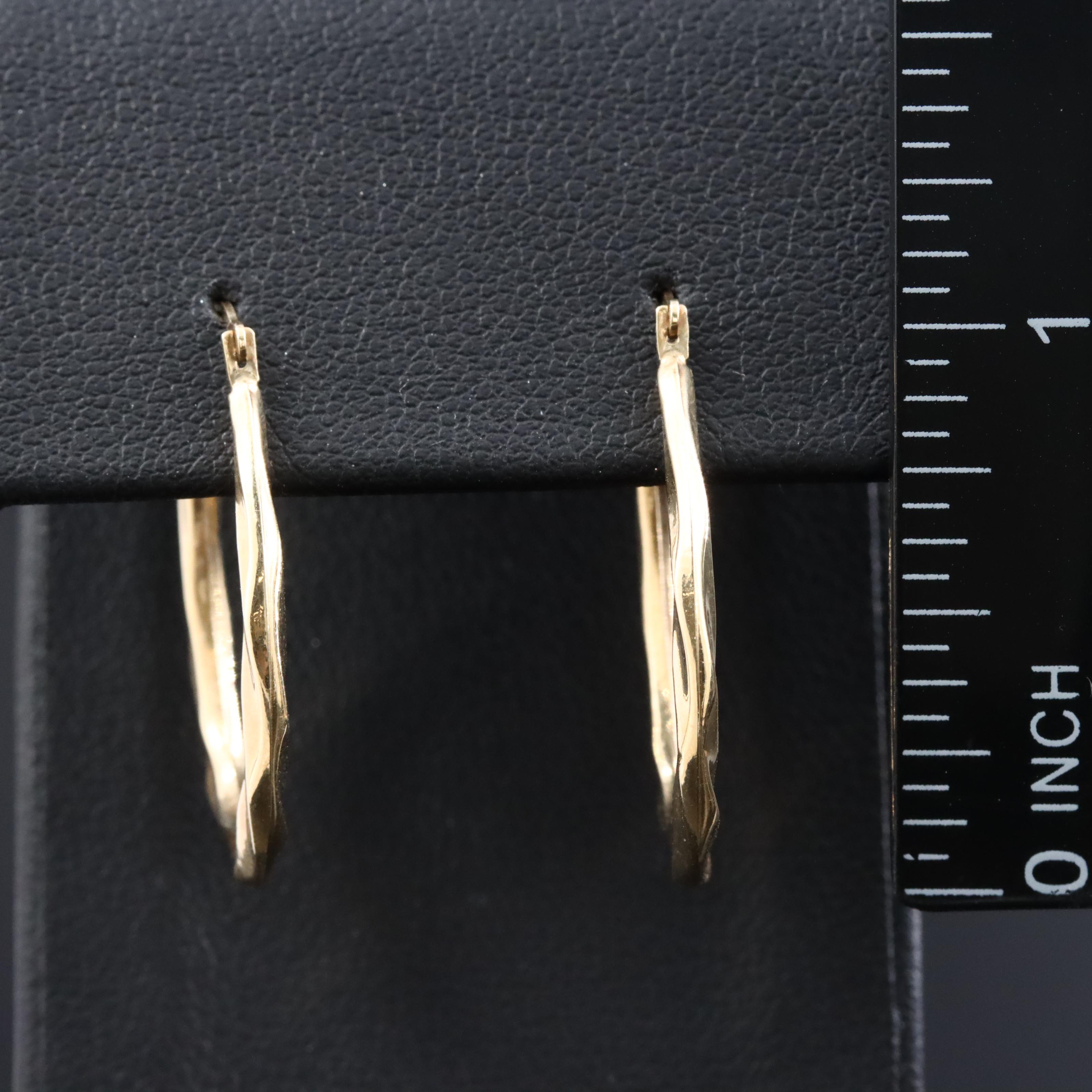 14K Elongated Twist Hoops