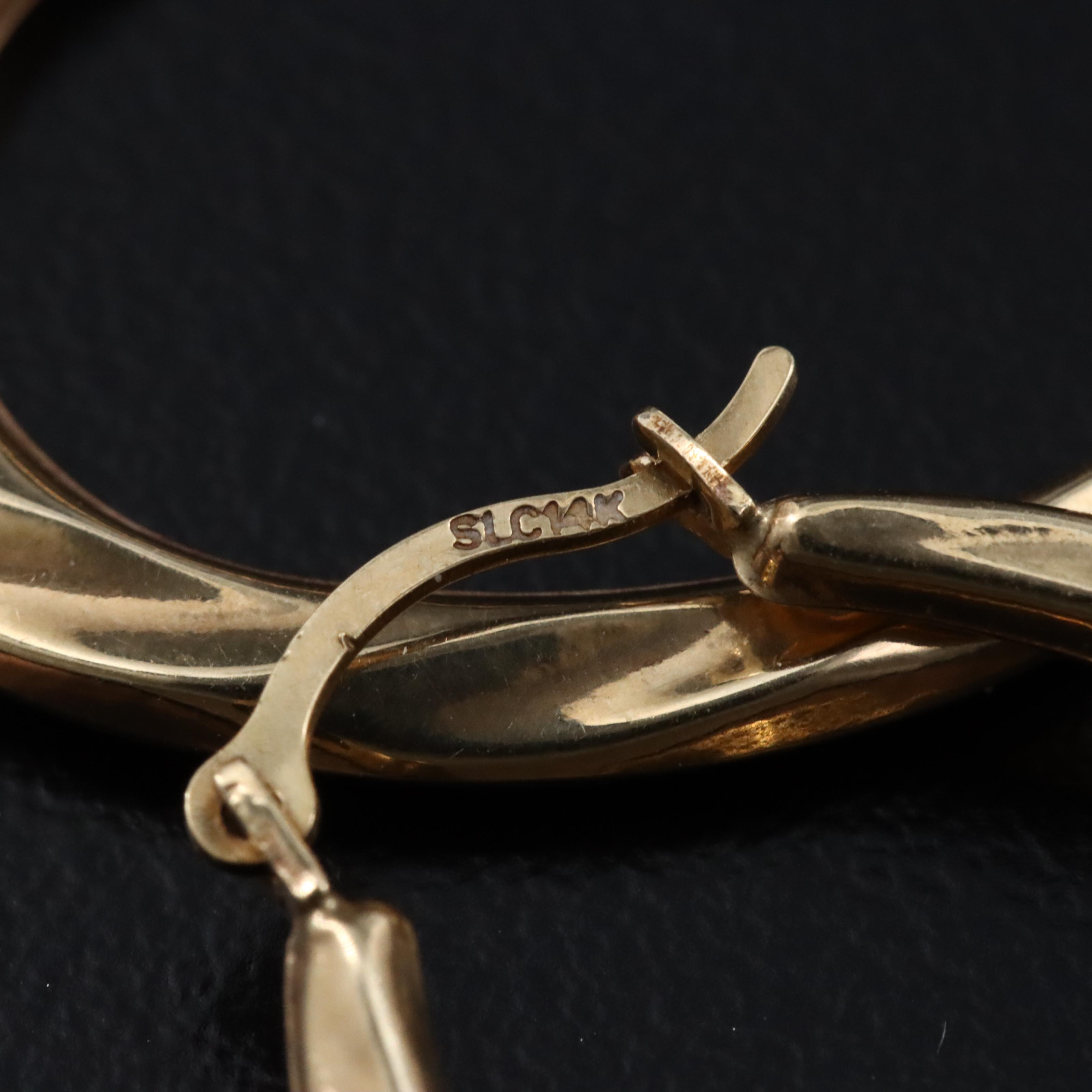 14K Elongated Twist Hoops