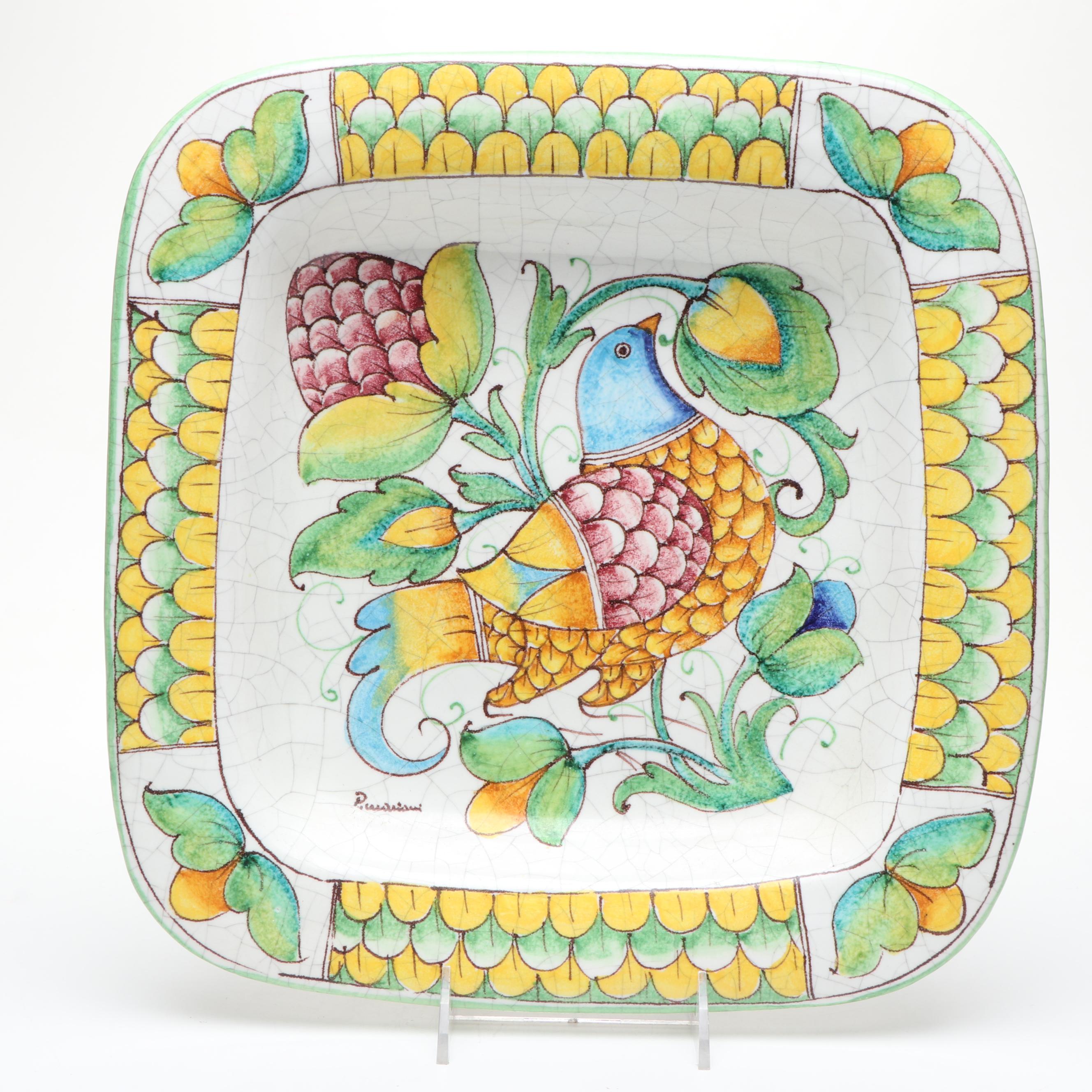 Paolo Marioni Italian Hand-Painted Ceramic Bird Plates
