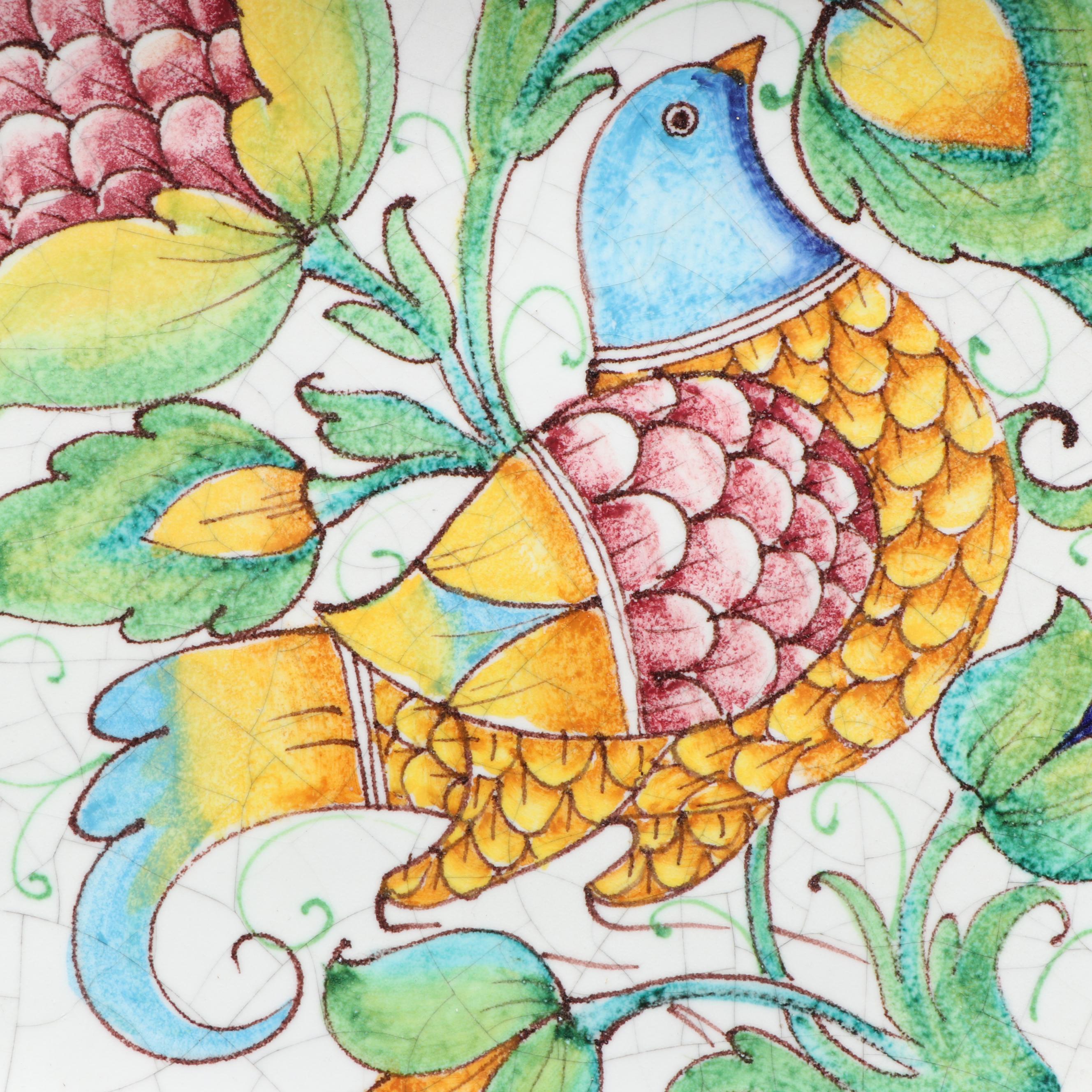 Paolo Marioni Italian Hand-Painted Ceramic Bird Plates