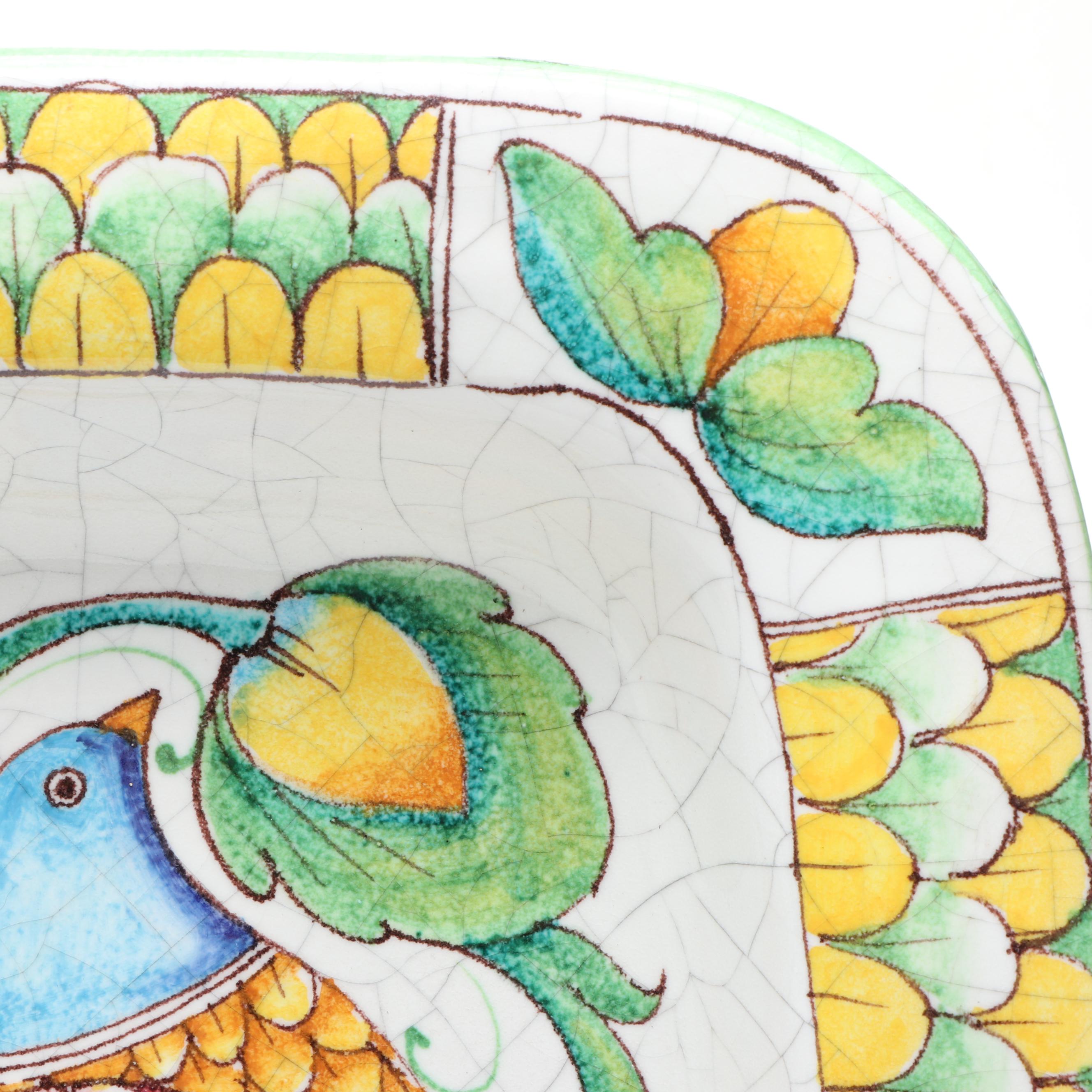 Paolo Marioni Italian Hand-Painted Ceramic Bird Plates