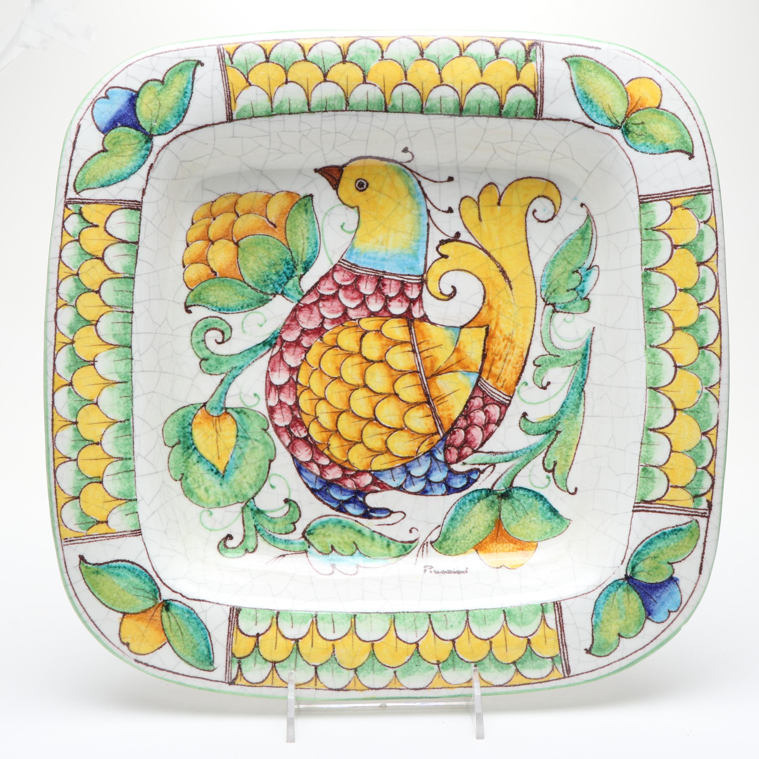 Paolo Marioni Italian Hand-Painted Ceramic Bird Plates