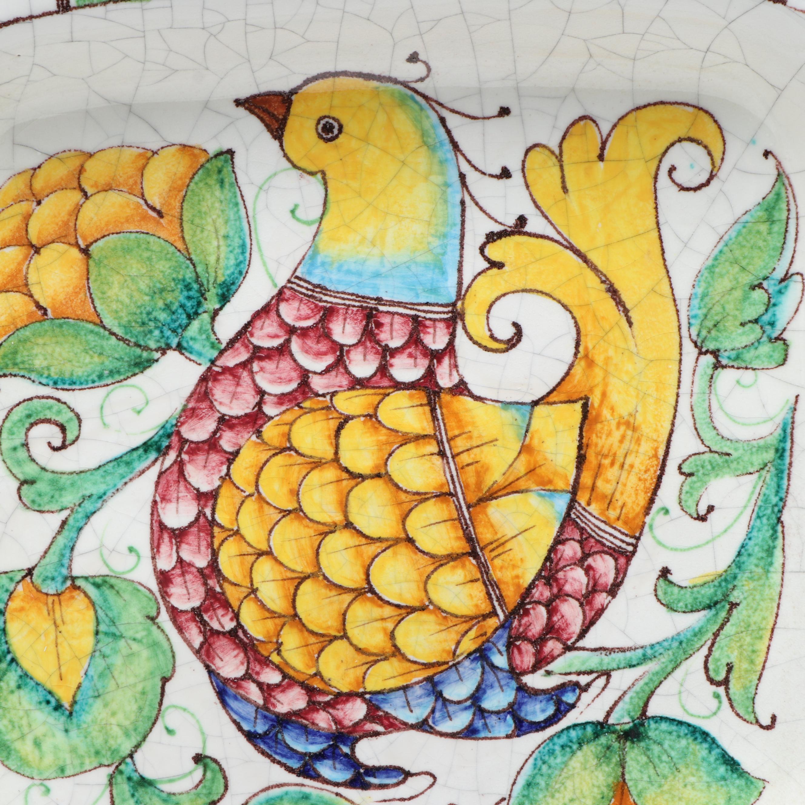 Paolo Marioni Italian Hand-Painted Ceramic Bird Plates