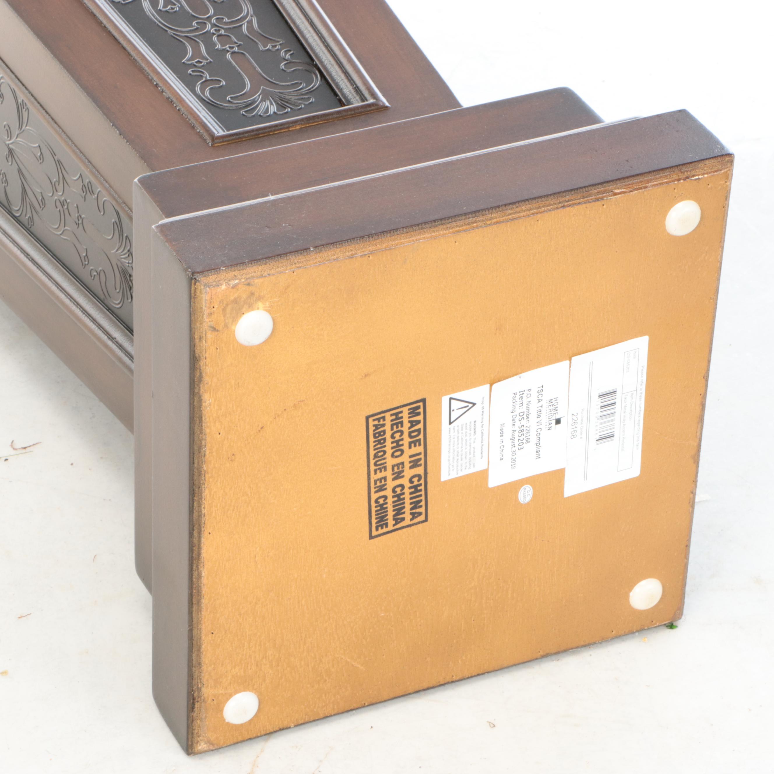 Home Meridian Faux Metal Inlay Accent Pedestal, 2018