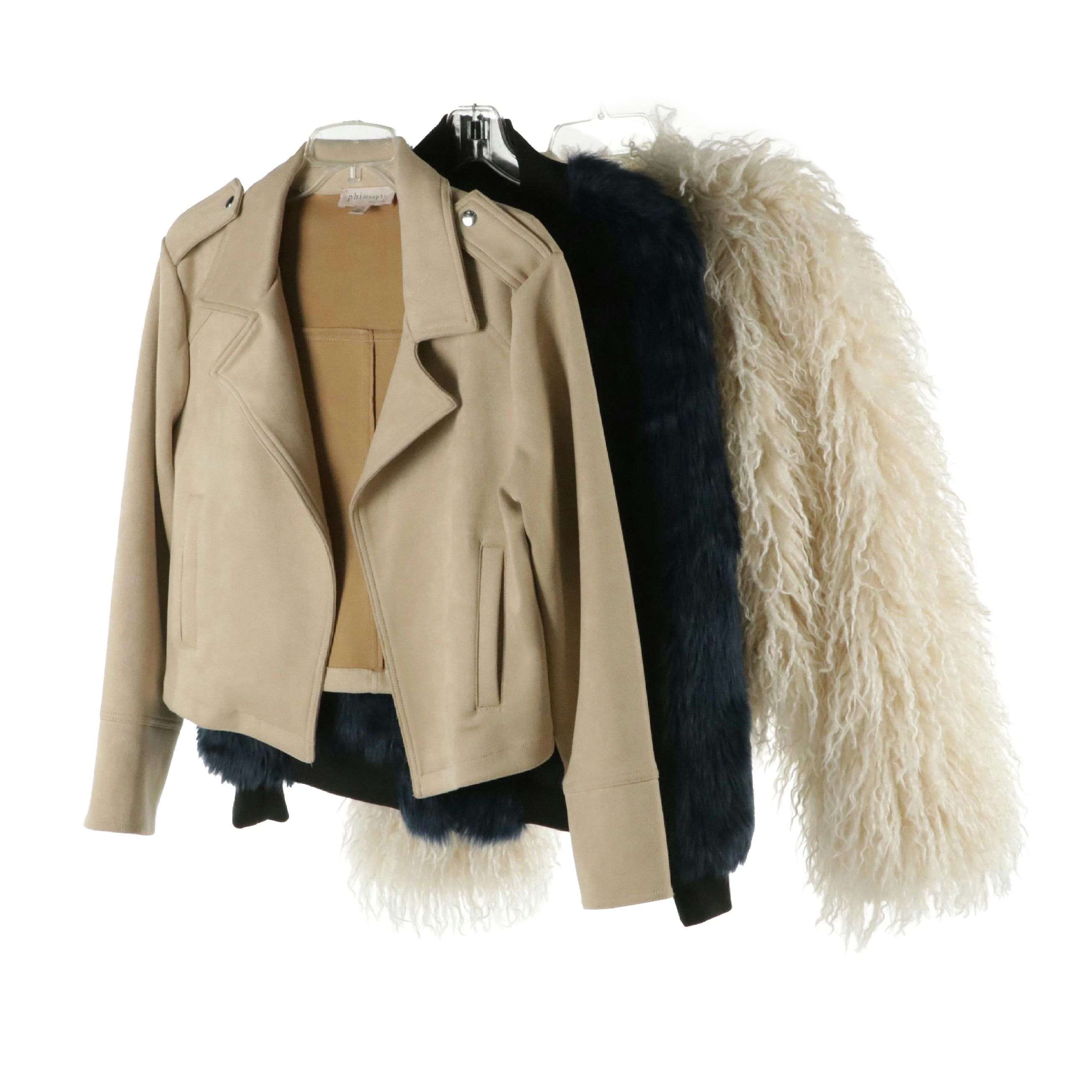 Zara and Say What? Faux Fur Jackets with Philosophy Faux Leather Cropped Jacket