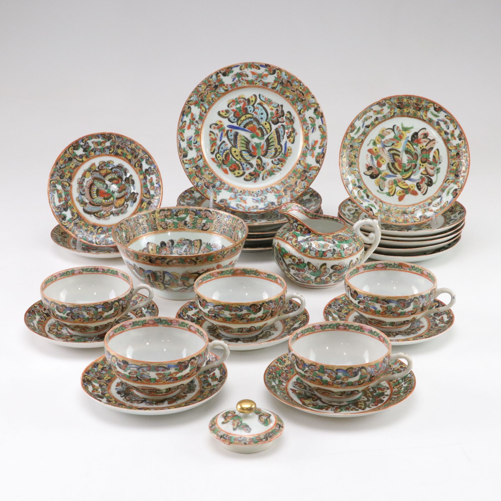 Chinese Porcelain 1000 Butterflies Plates, Teacups and More Dinnerware