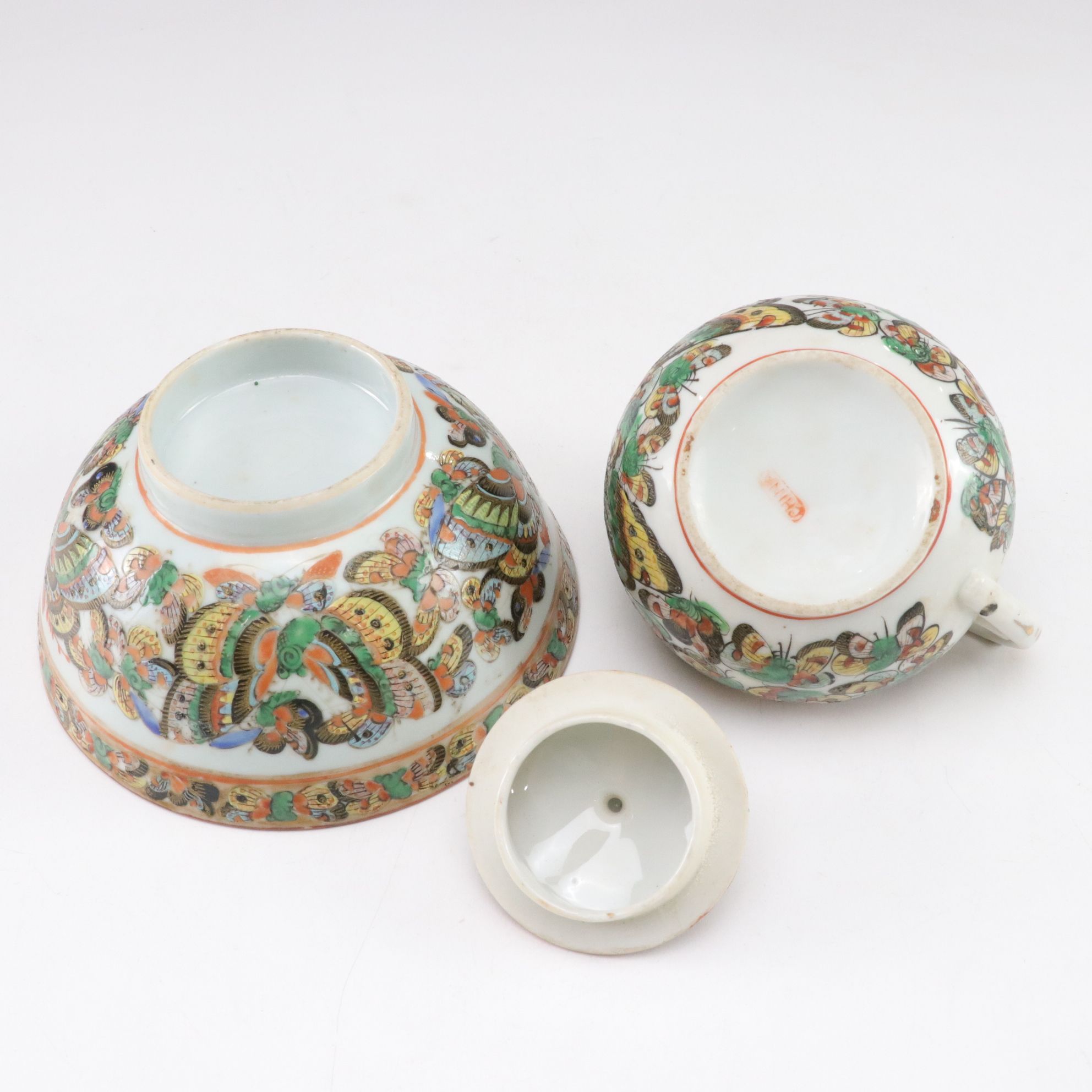 Chinese Porcelain 1000 Butterflies Plates, Teacups and More Dinnerware