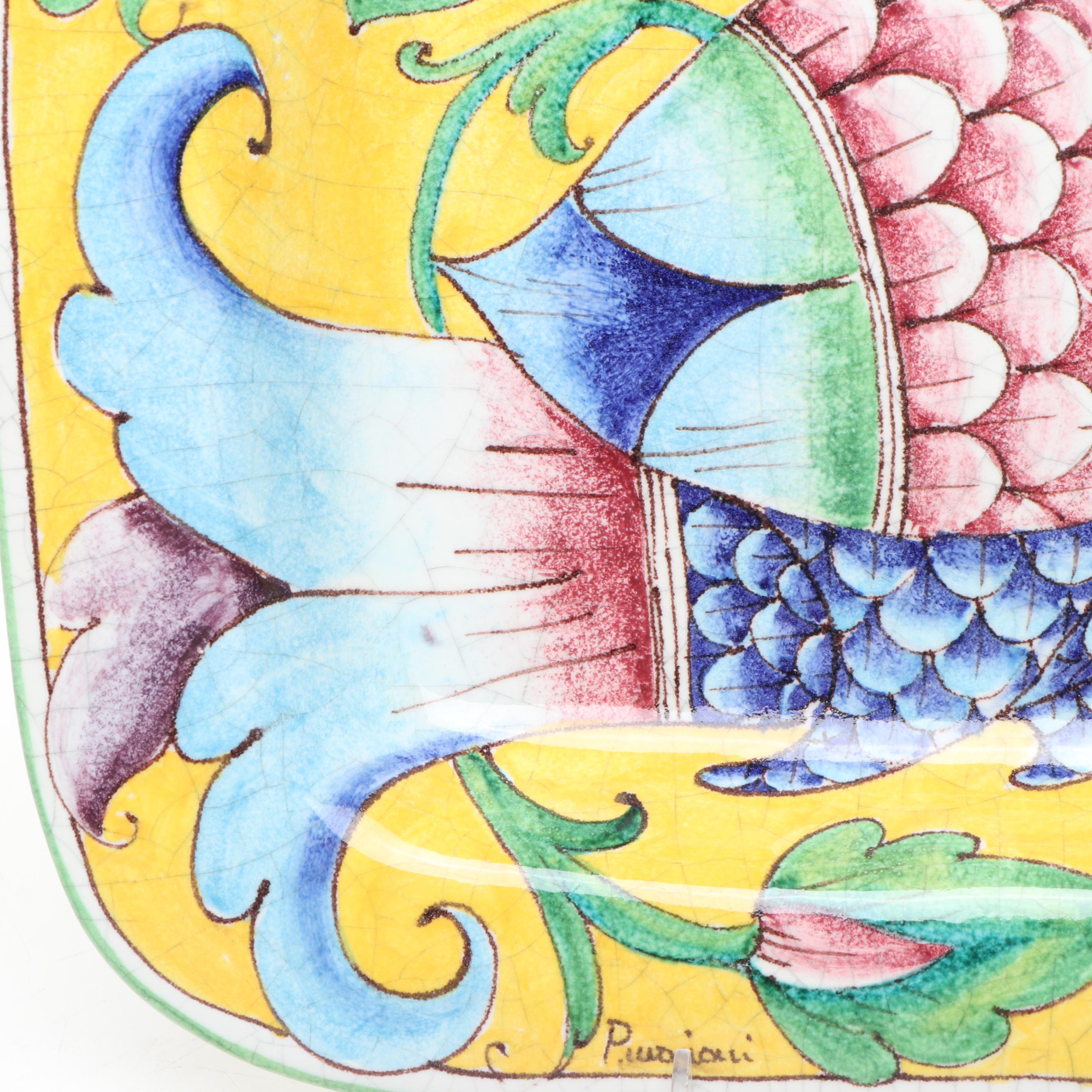 Italian Pottery Hand-Painted Ceramic Bird Plates