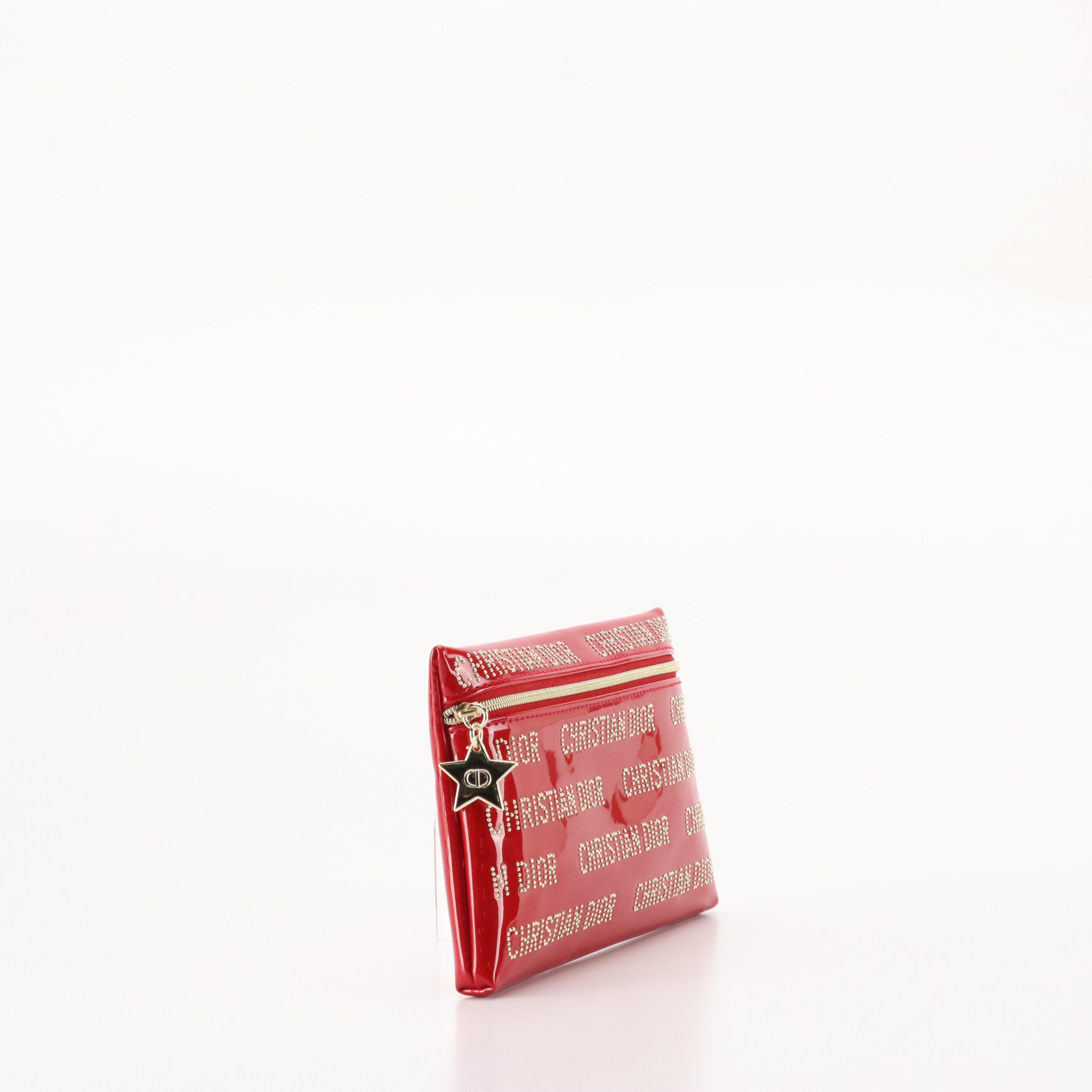 Dior Beauté Promotional Zip Pouch in Logo Studded Faux Patent Leather