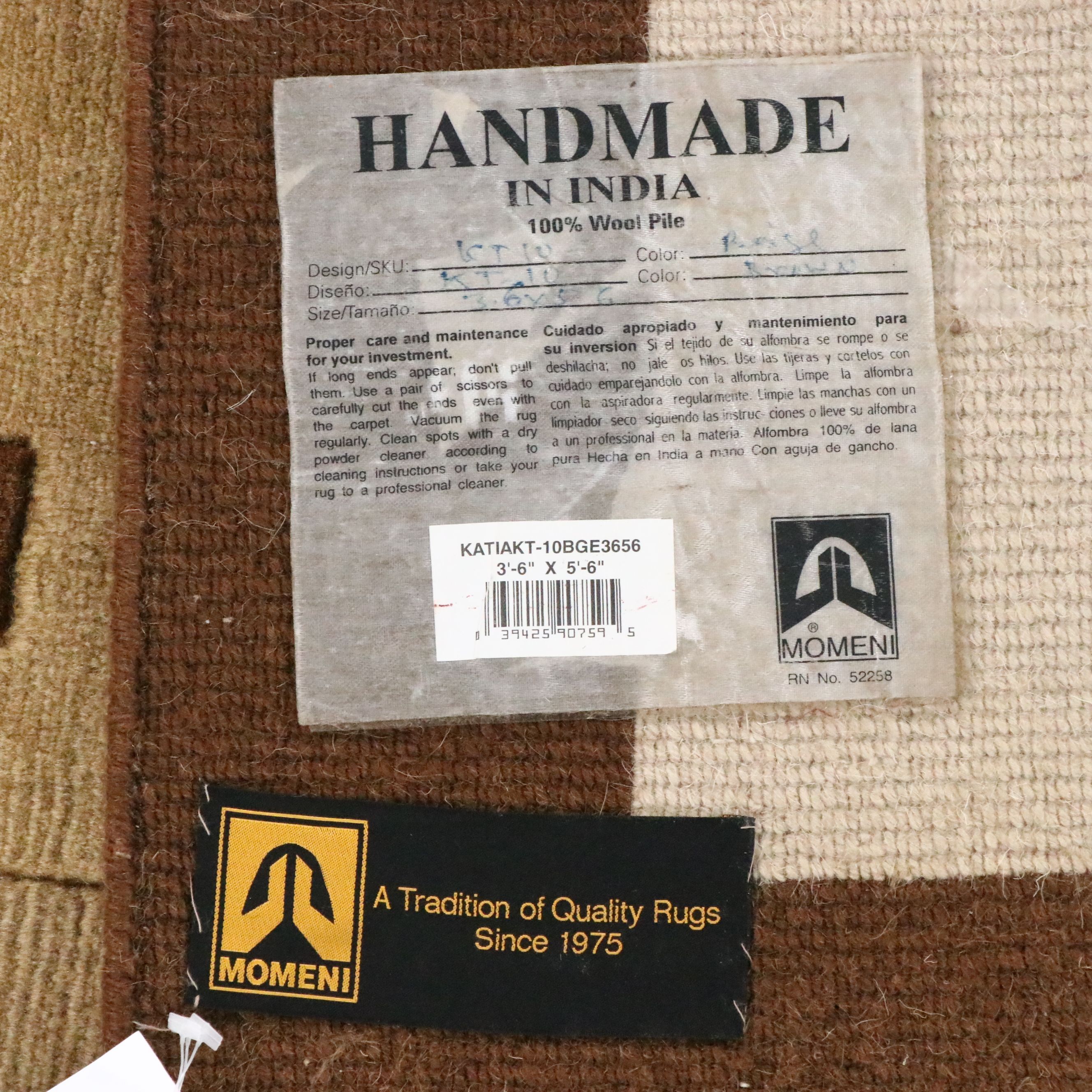 3'6 x 5'4 Hand-Knotted Momeni Area Rug