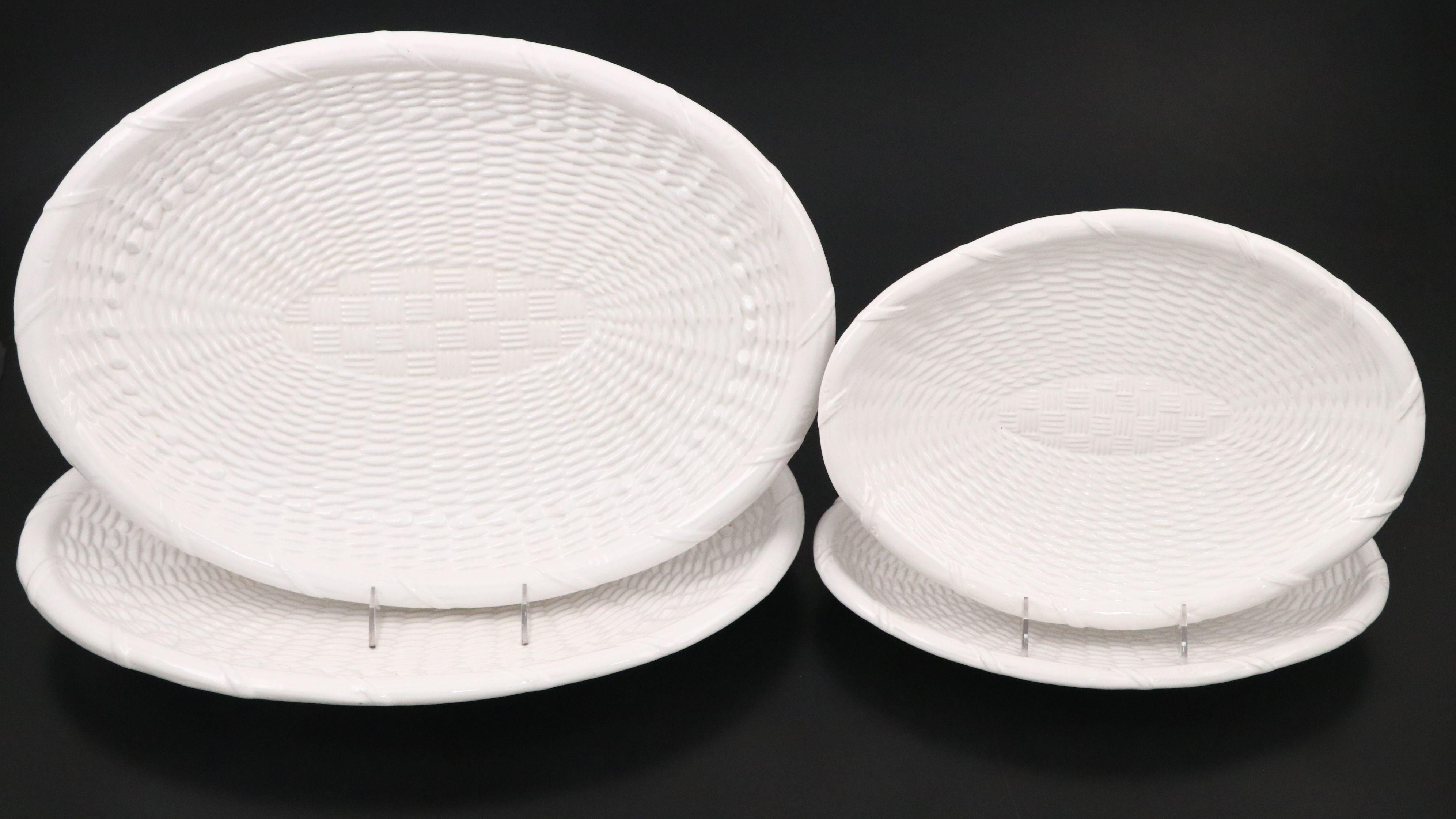 Neuwirth White Glaze Ceramic Plates and Trays with Rubel Candlesticks