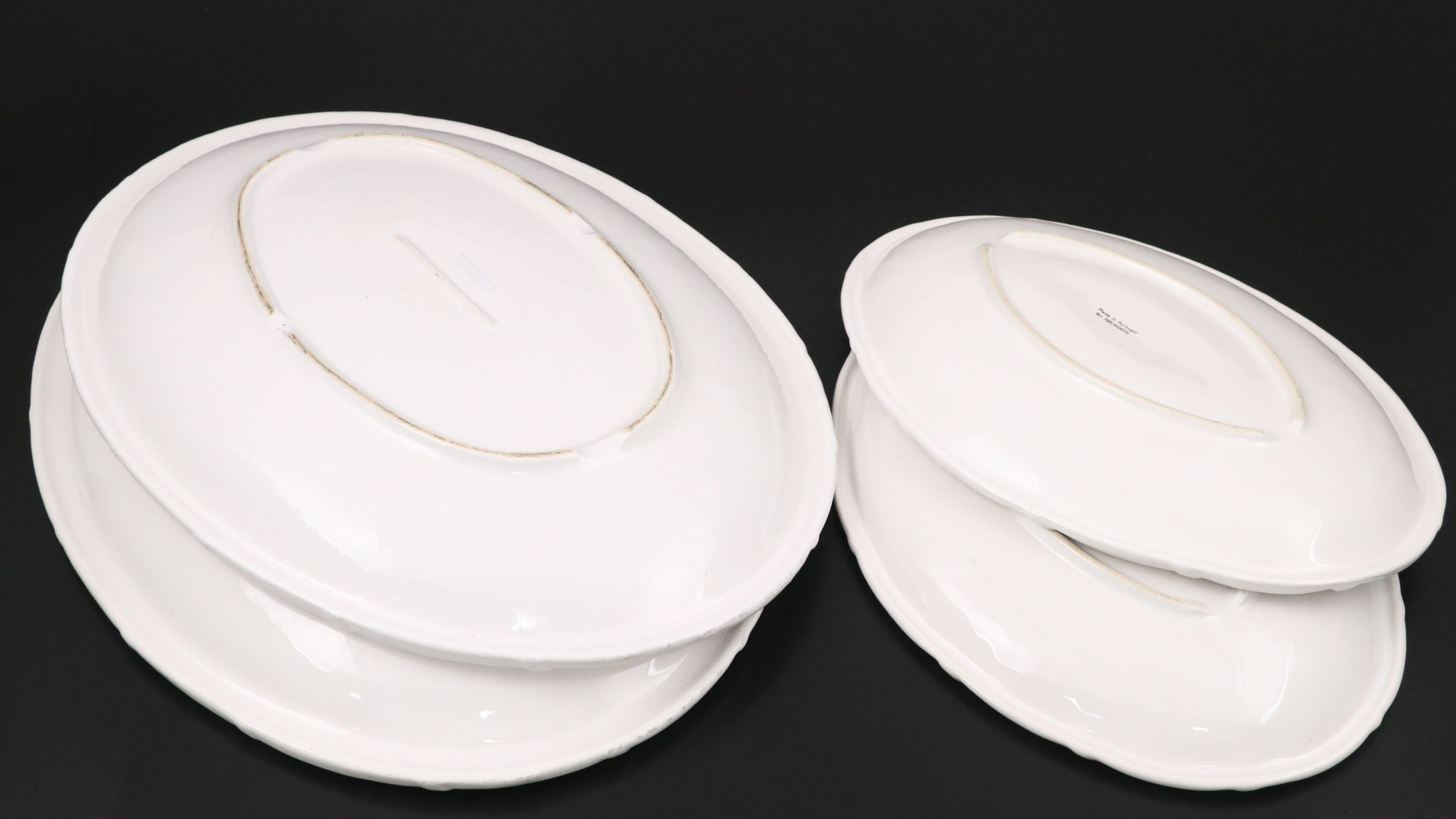 Neuwirth White Glaze Ceramic Plates and Trays with Rubel Candlesticks