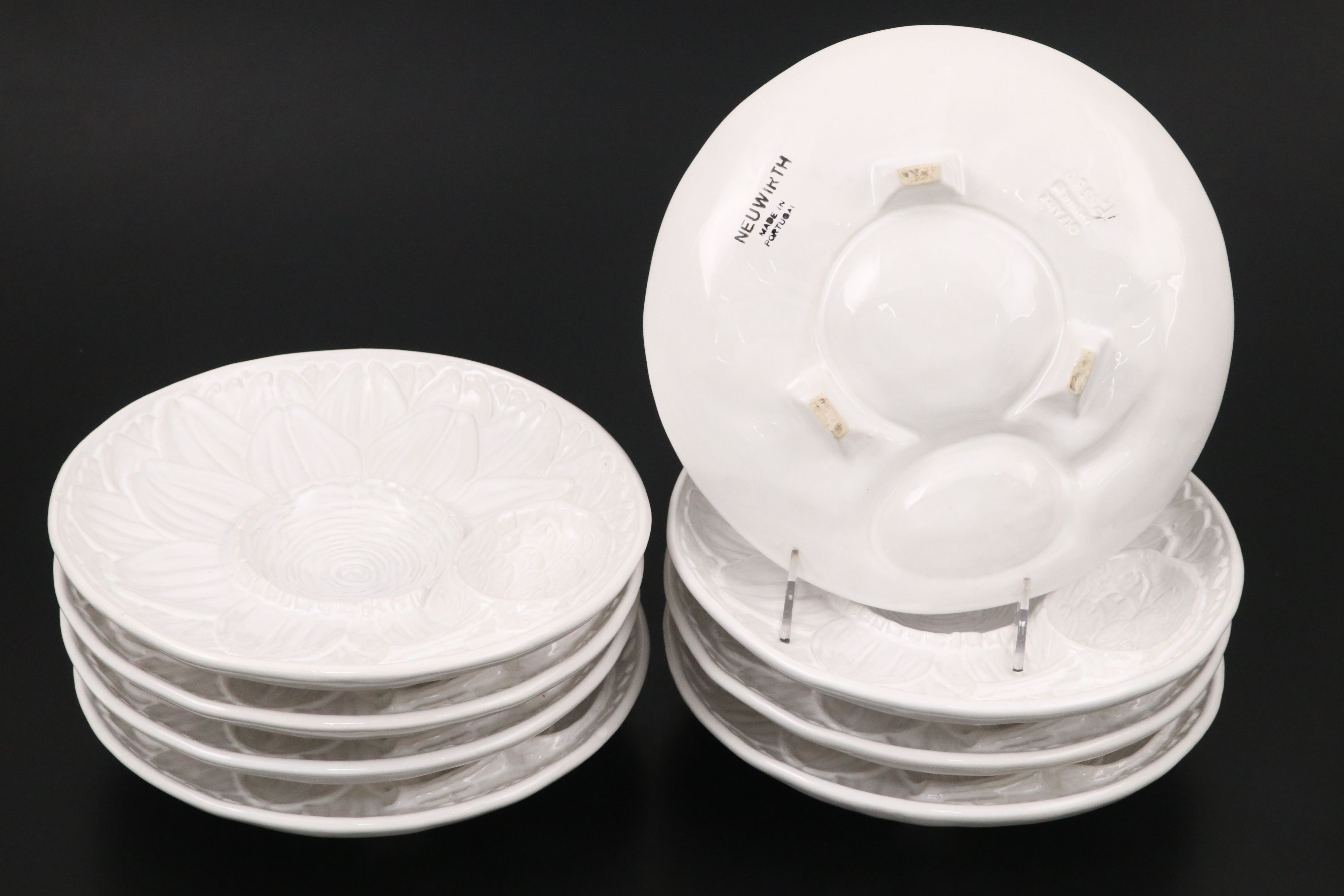 Neuwirth White Glaze Ceramic Plates and Trays with Rubel Candlesticks