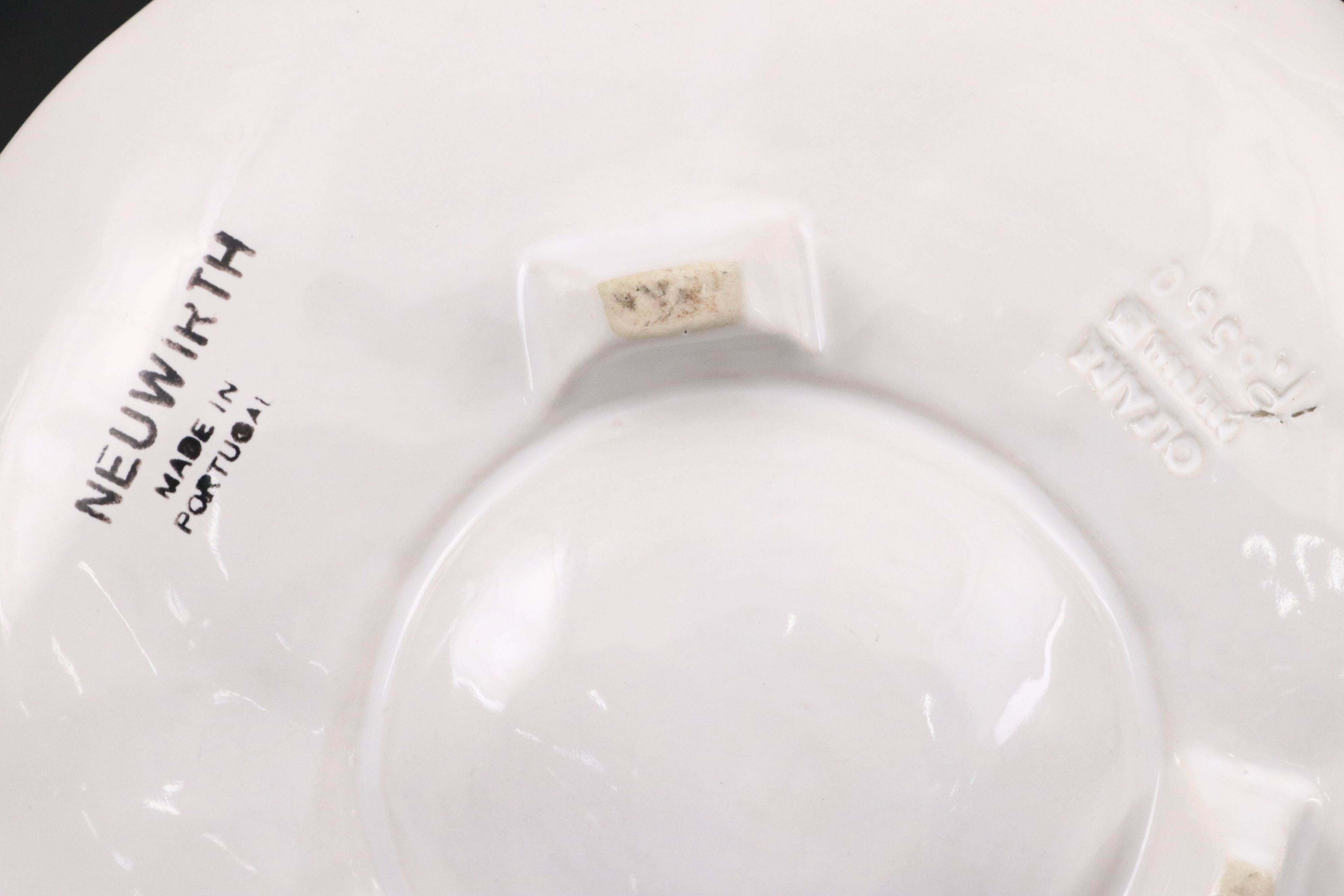 Neuwirth White Glaze Ceramic Plates and Trays with Rubel Candlesticks