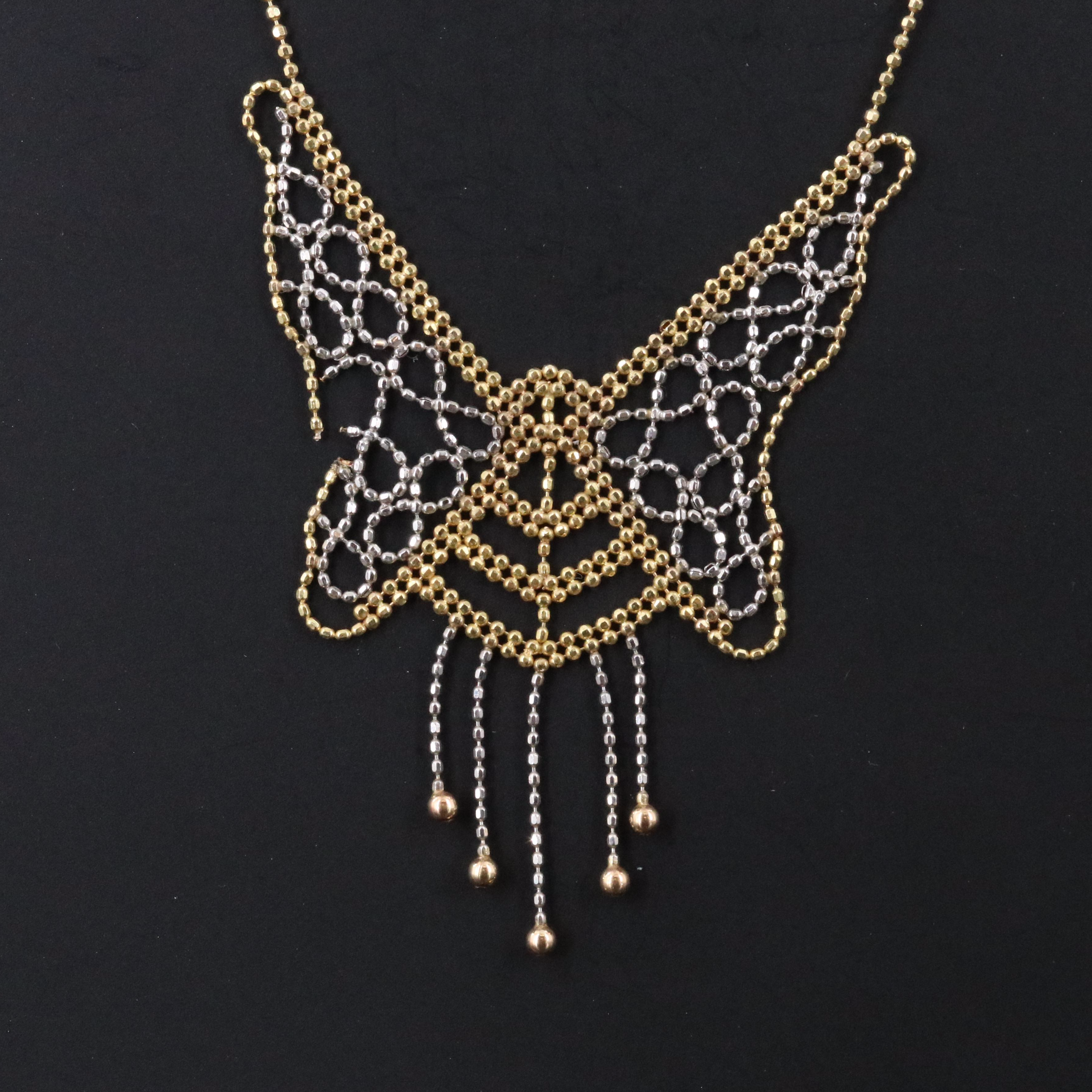 10K Two-Tone Butterfly Bead Necklace