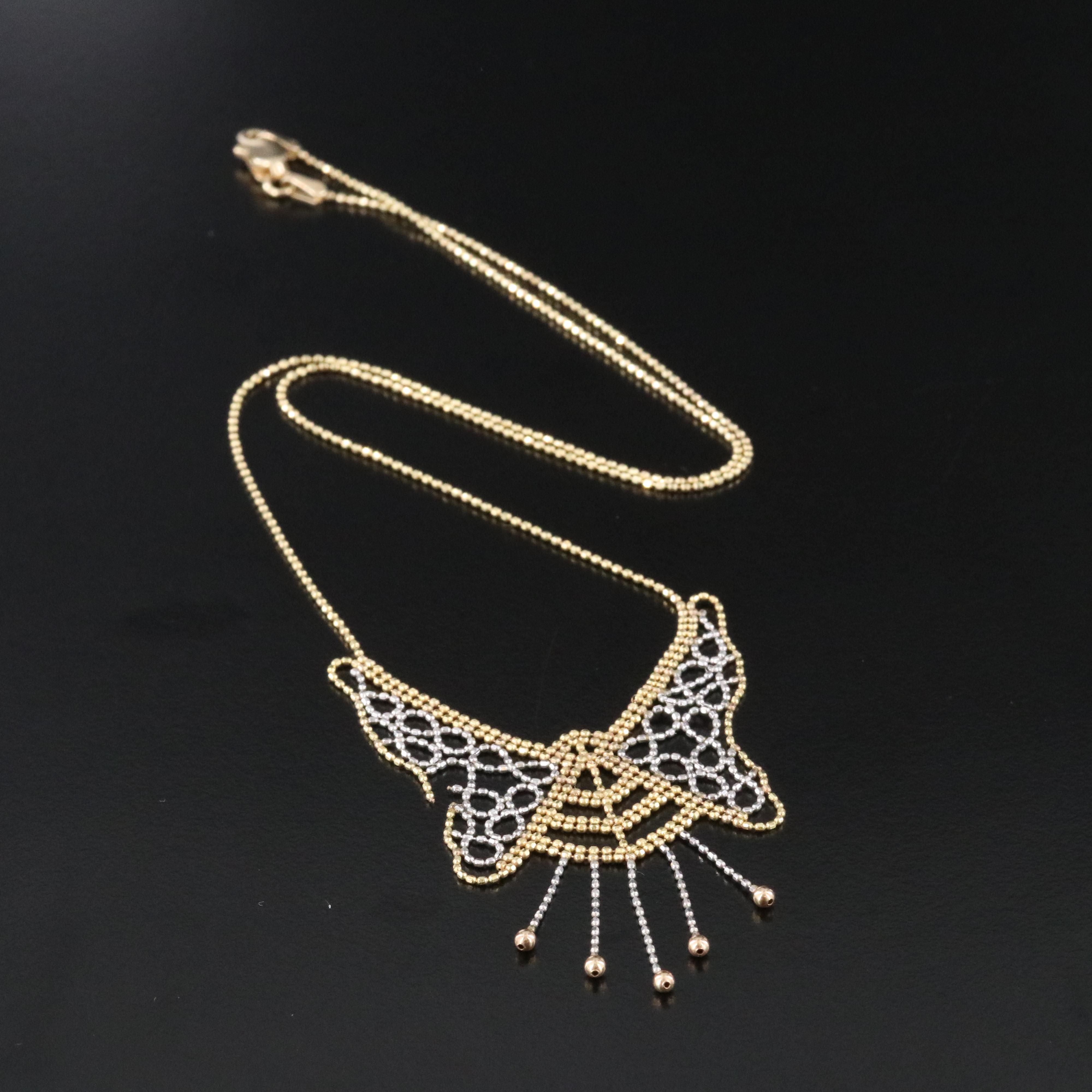 10K Two-Tone Butterfly Bead Necklace