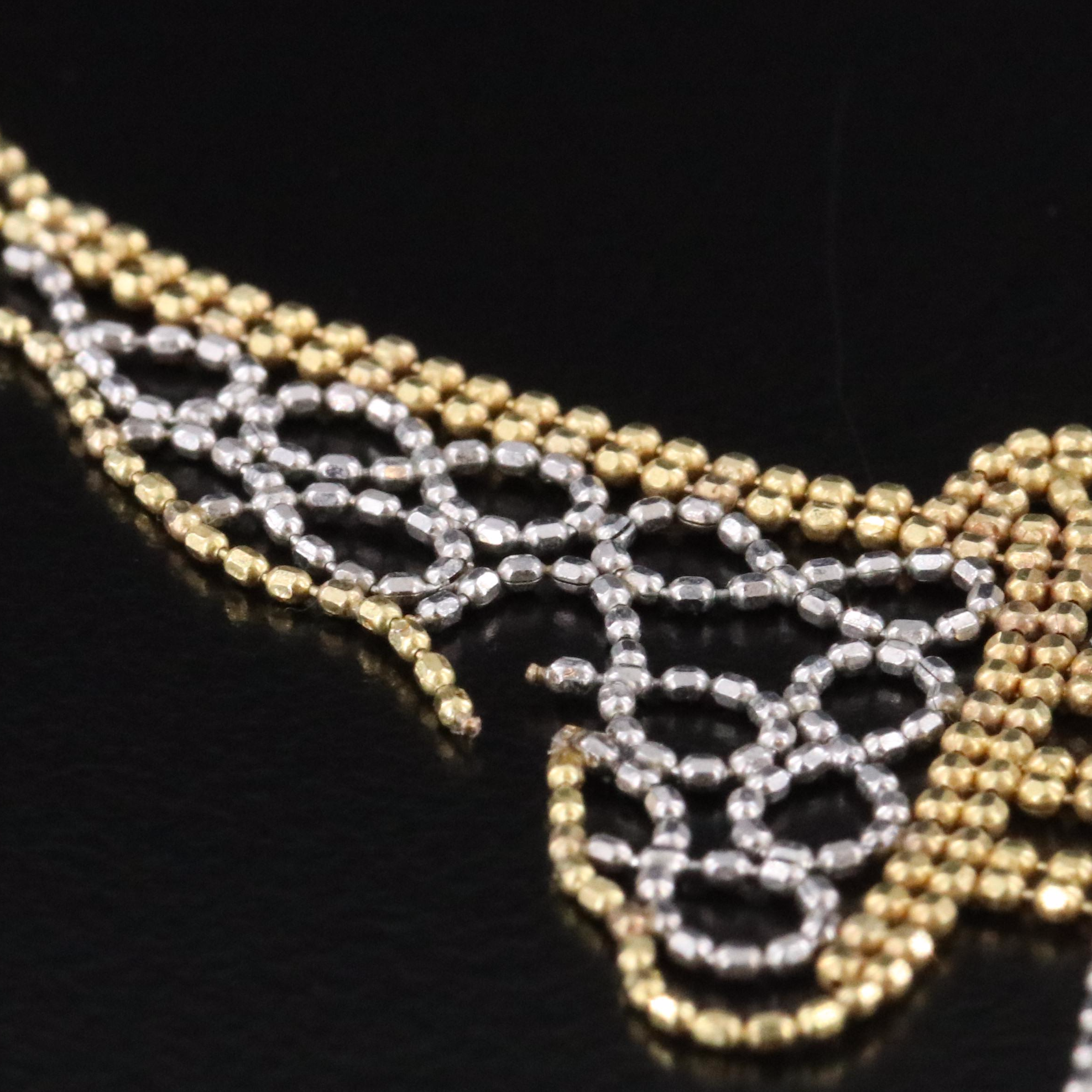10K Two-Tone Butterfly Bead Necklace