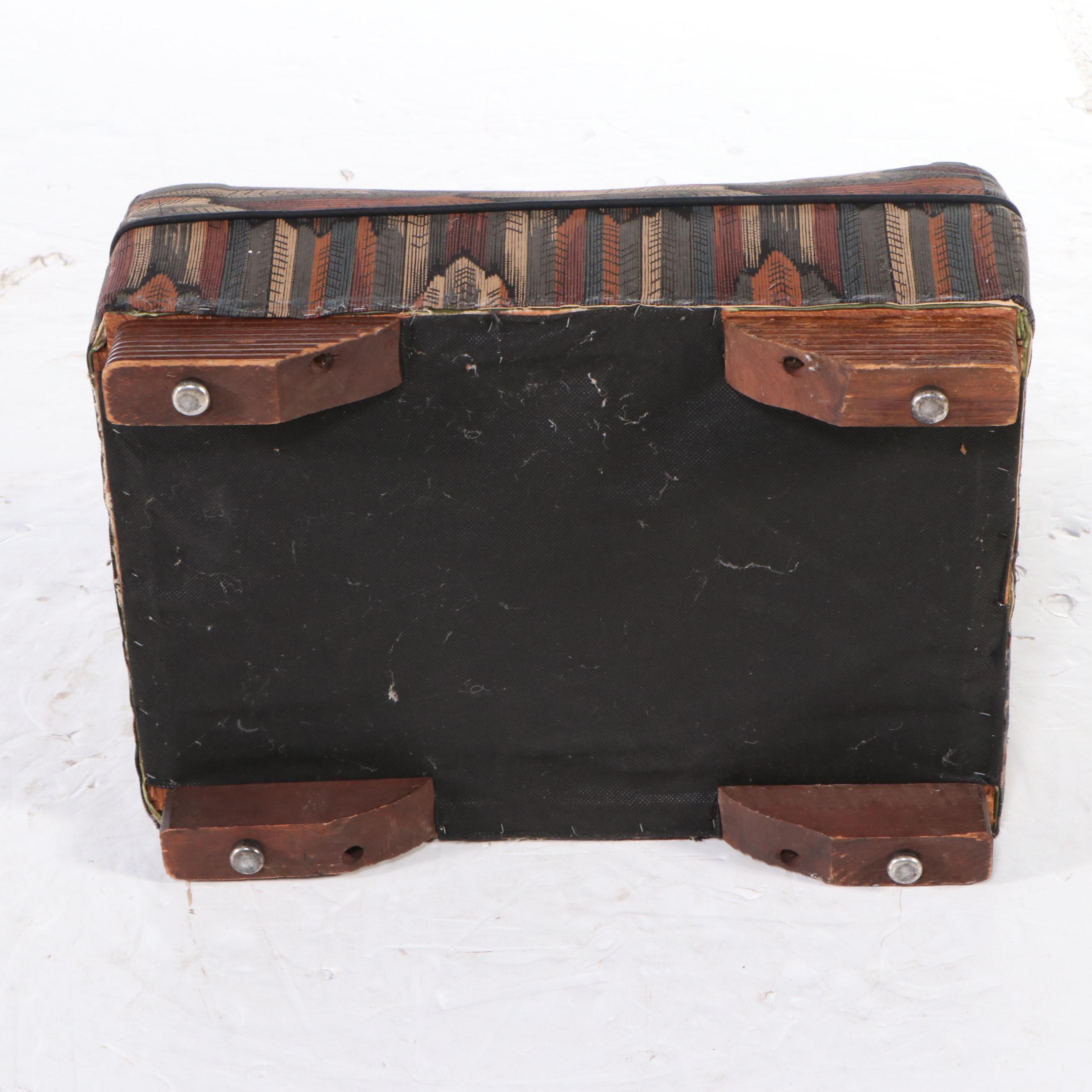 Mission Style Oak Side Chair with Upholstered Ottoman, 20th Century