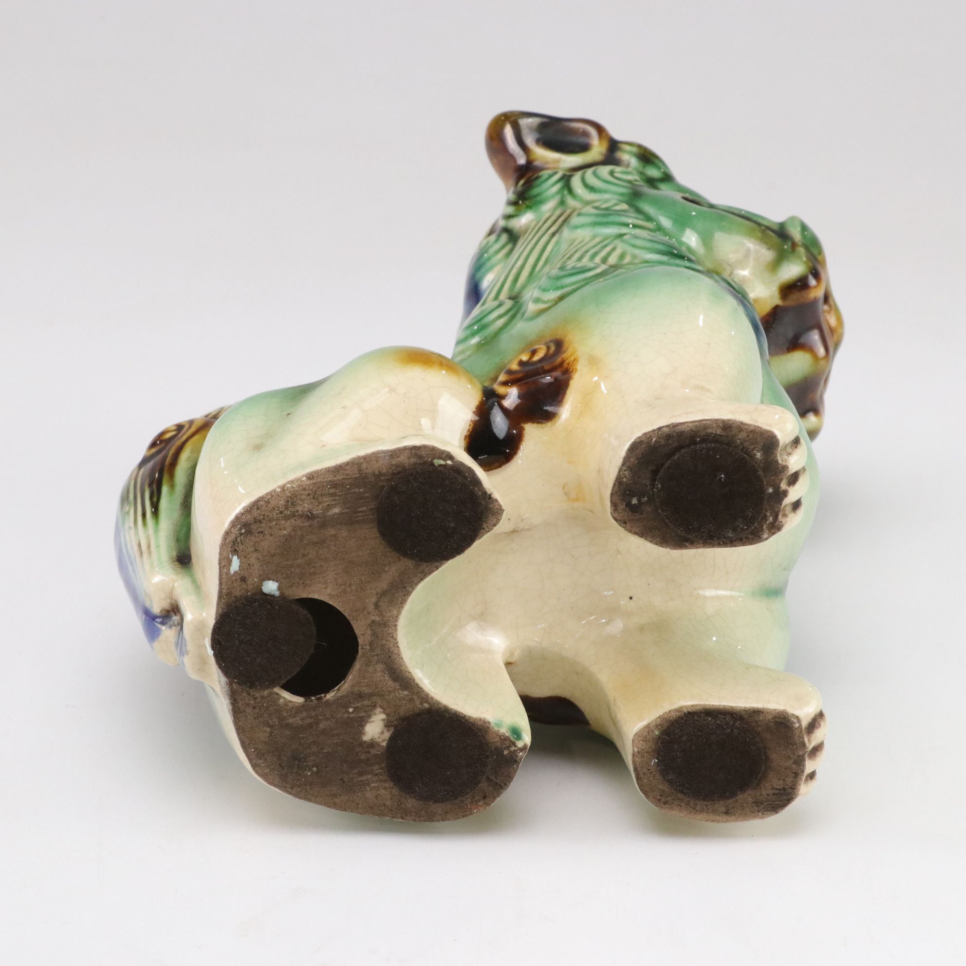 Chinese Sancai Glaze Guardian Lion Figurines, Pair