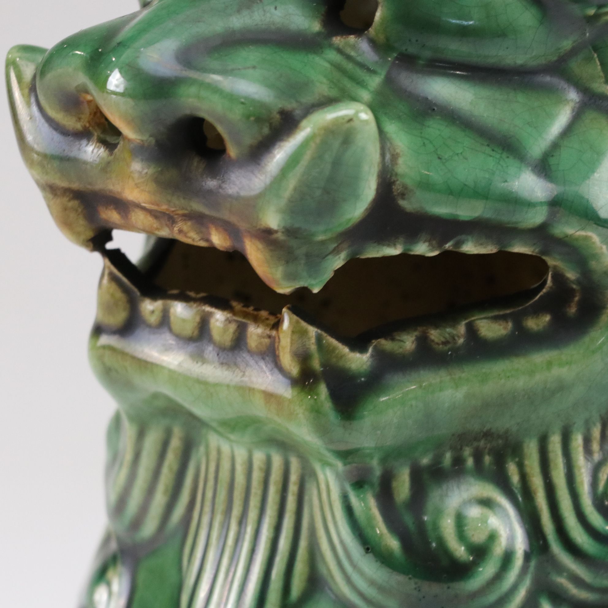 Chinese Sancai Glaze Guardian Lion Figurines, Pair