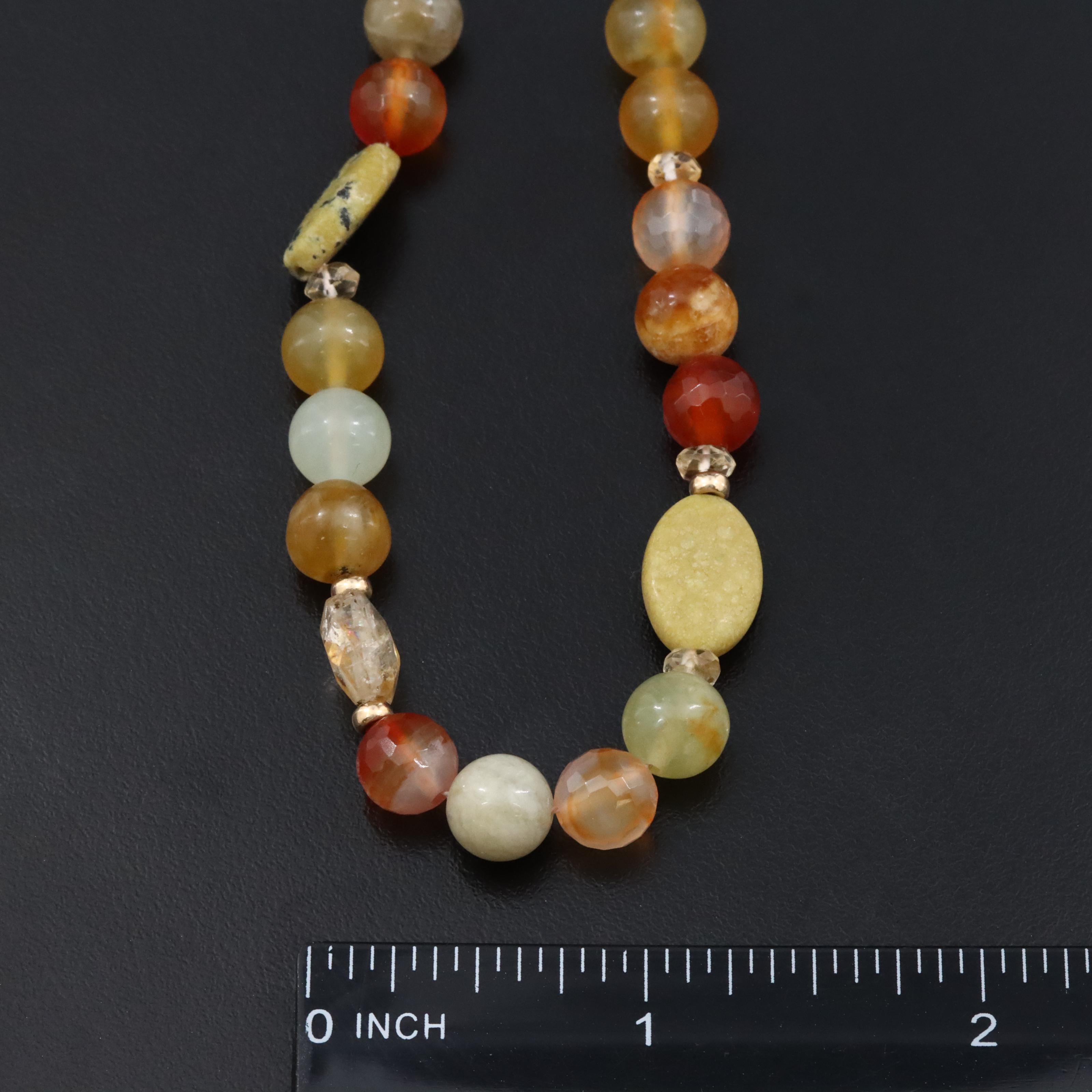 14K Jasper, Citrine and Agate Necklace