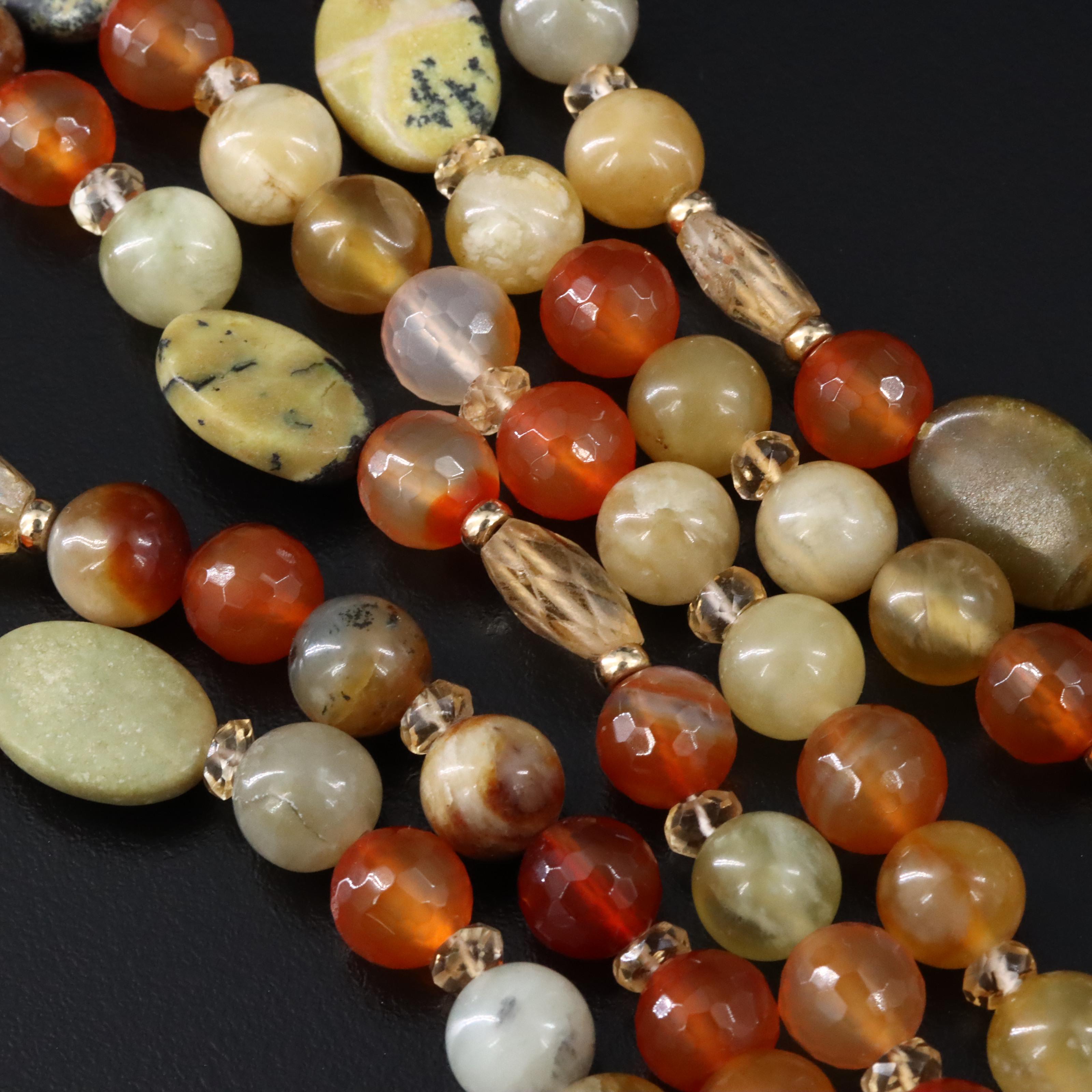 14K Jasper, Citrine and Agate Necklace