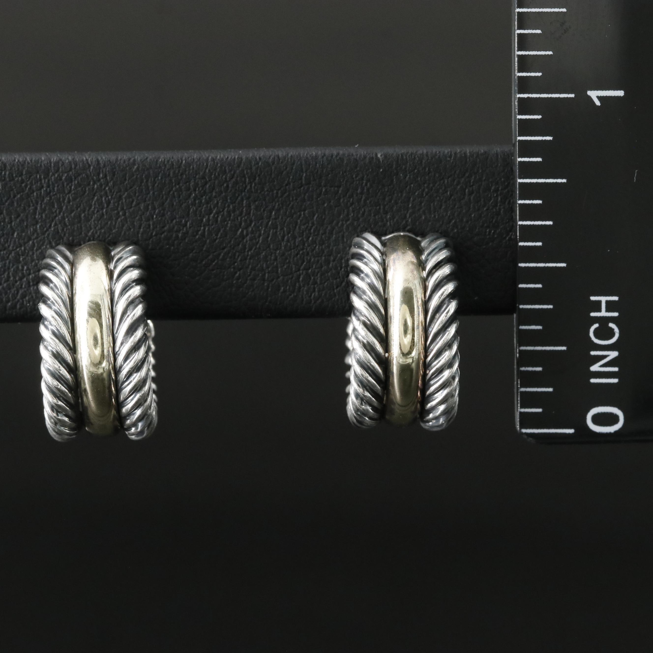 David Yurman Cable Collectibles Sterling Huggie Earrings with 14K Accents