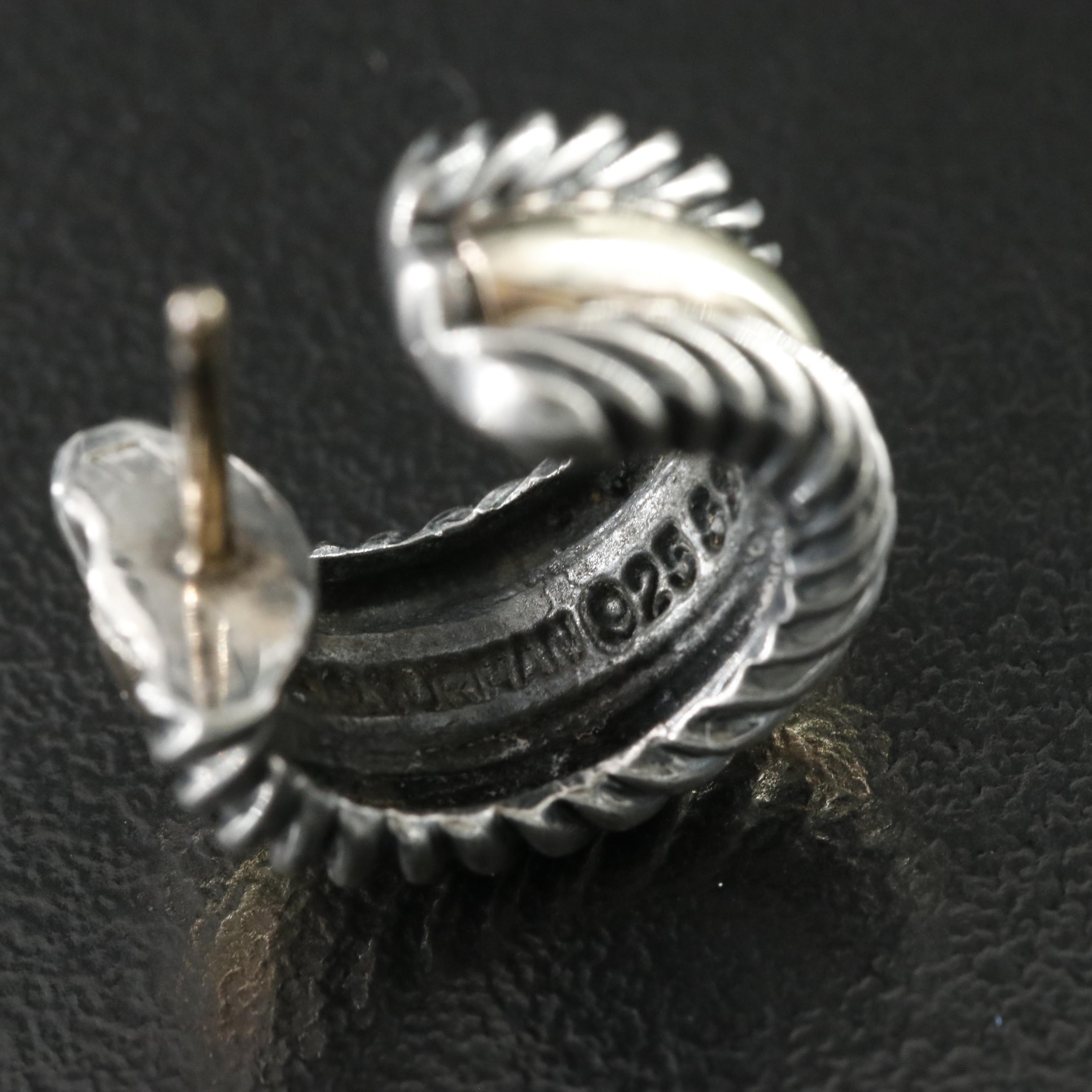 David Yurman Cable Collectibles Sterling Huggie Earrings with 14K Accents