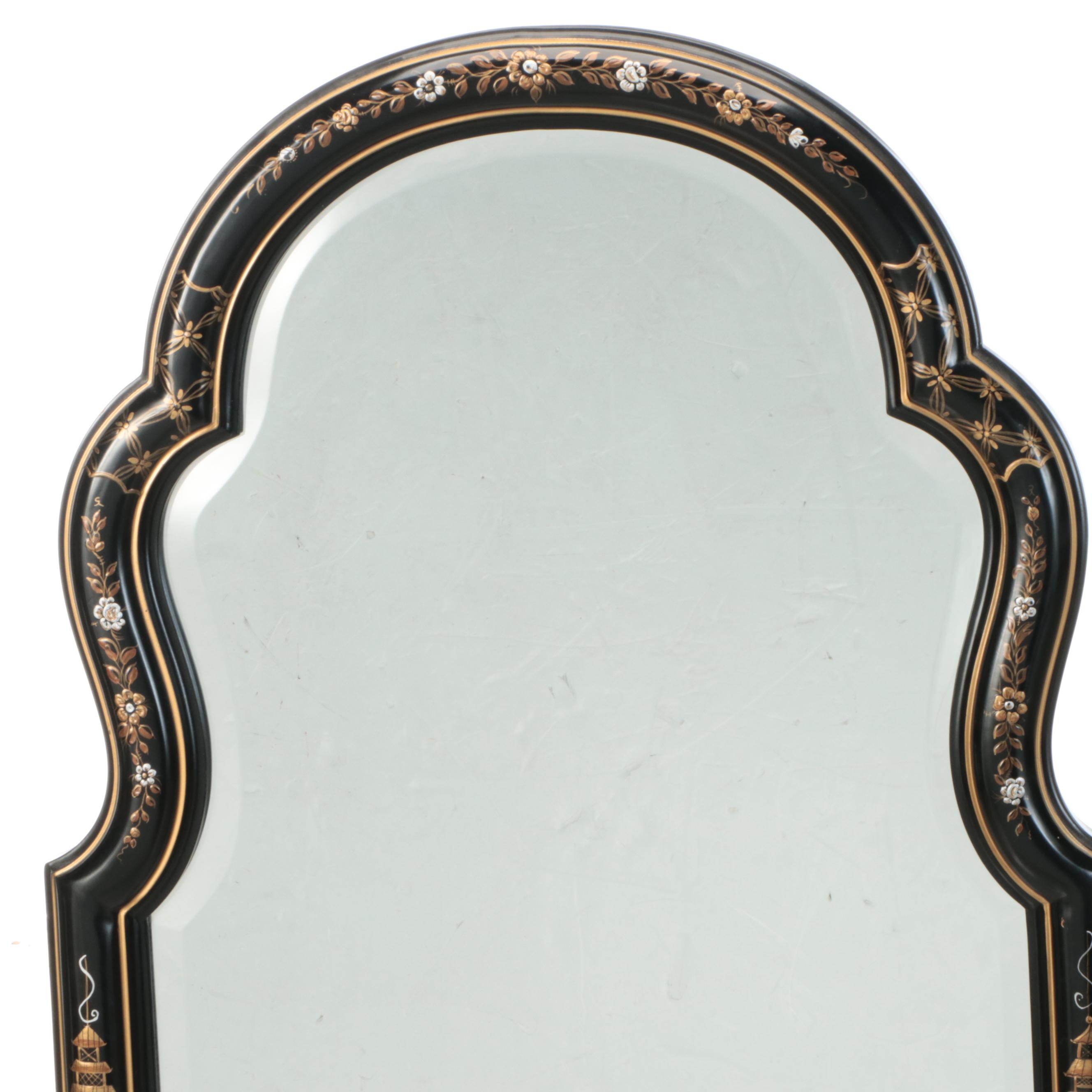 Henredon Chinoiserie Style Painted Wood Wall Mirror