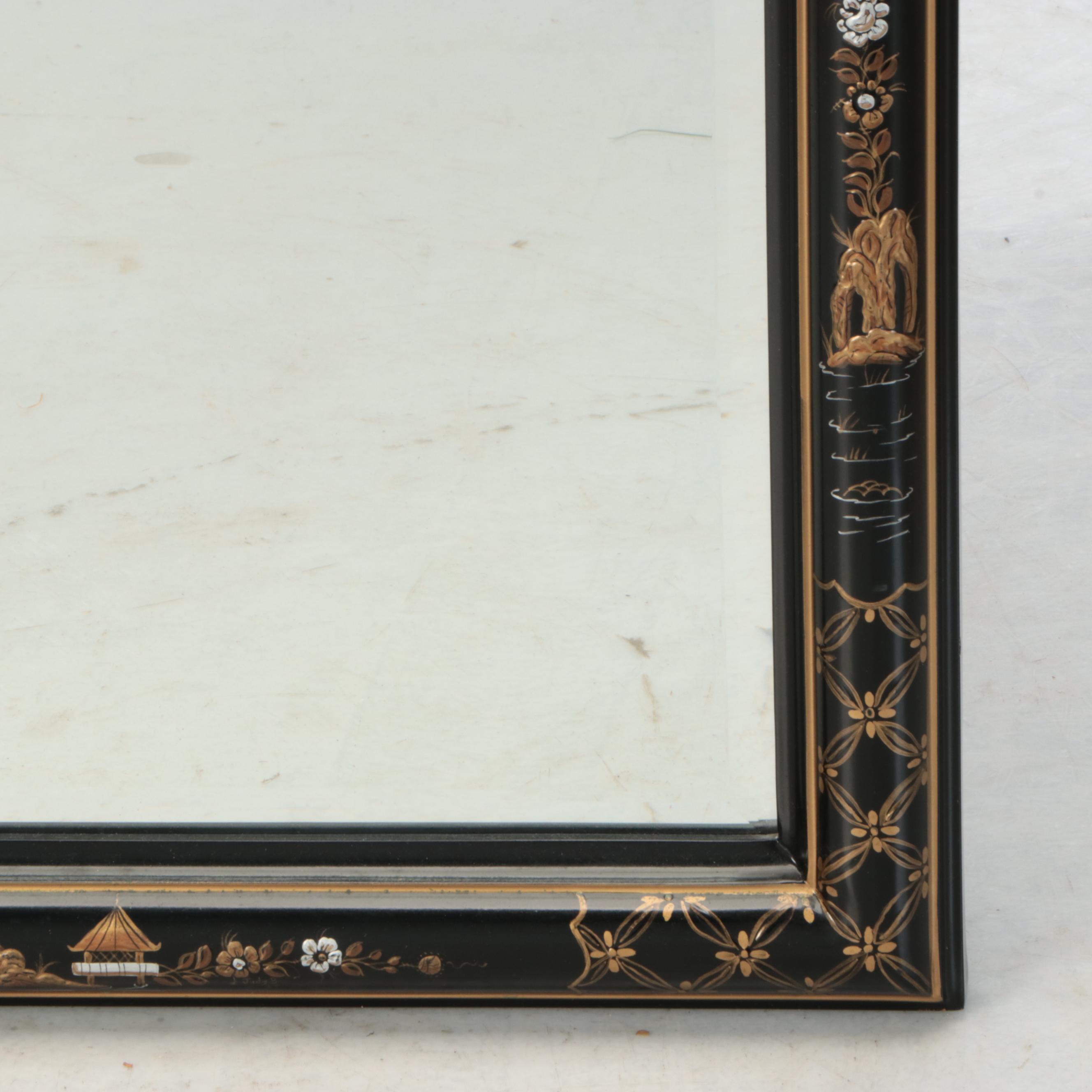 Henredon Chinoiserie Style Painted Wood Wall Mirror