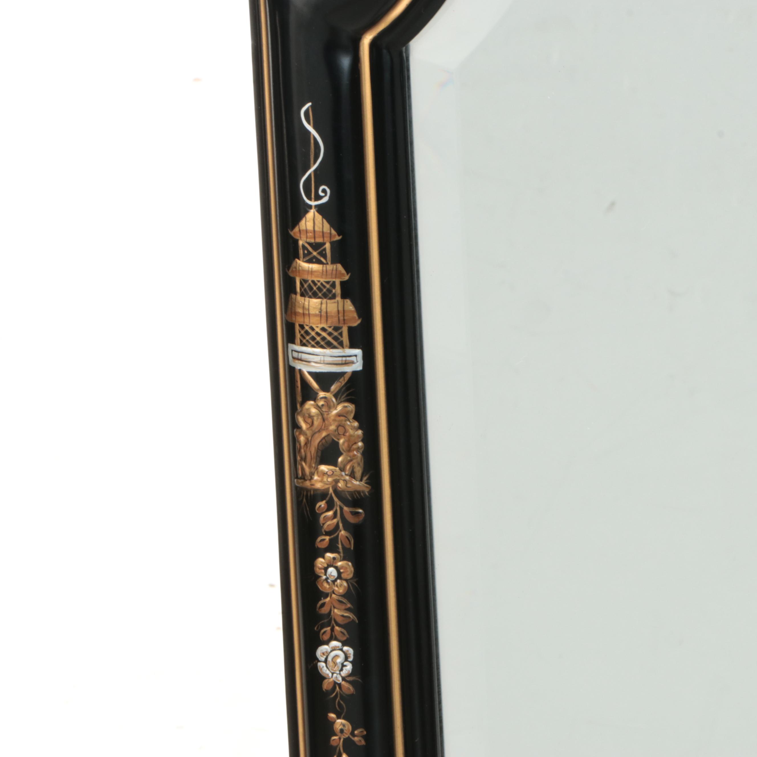 Henredon Chinoiserie Style Painted Wood Wall Mirror