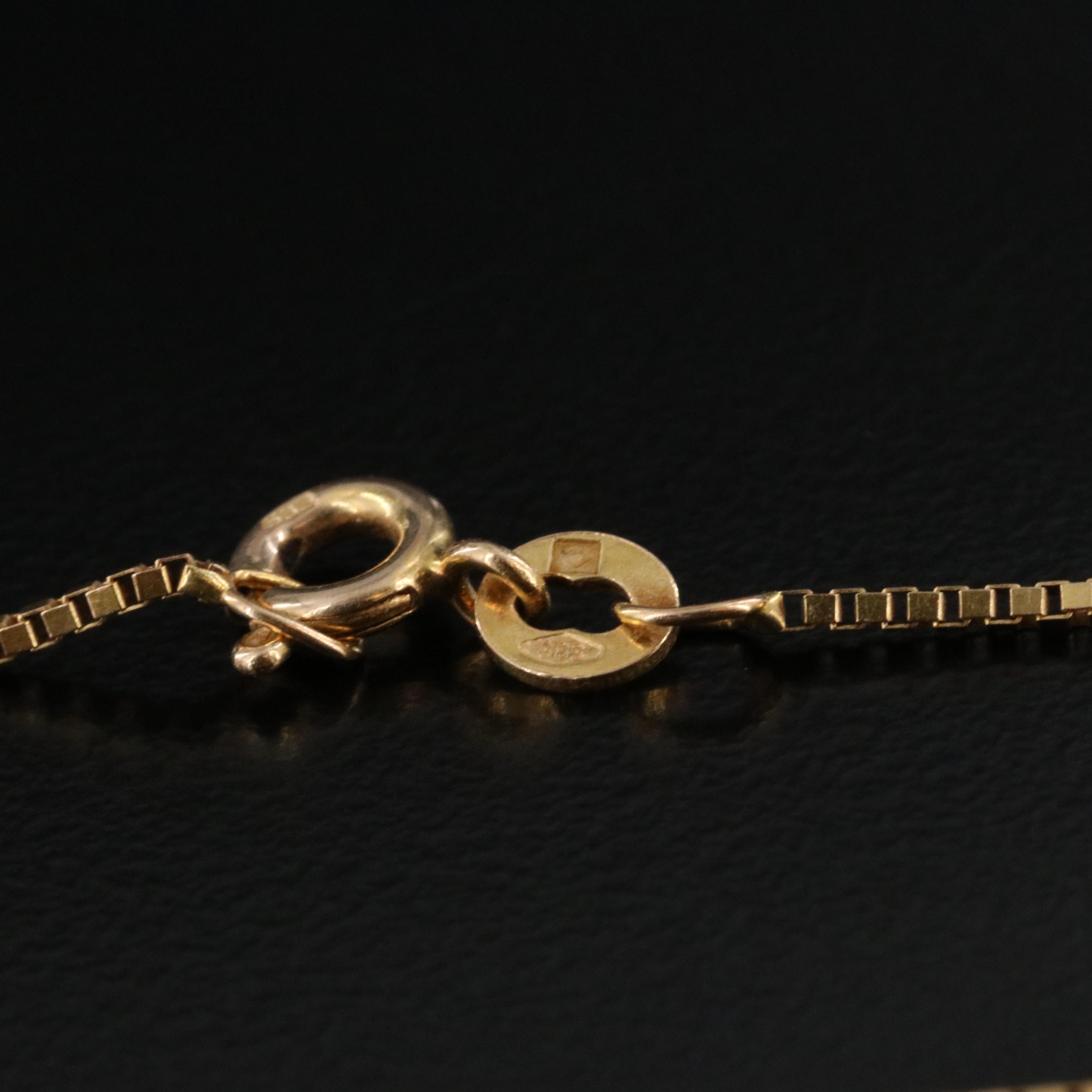 18K Emerald Thorn Cross Pendant on 14K Box Chain Necklace