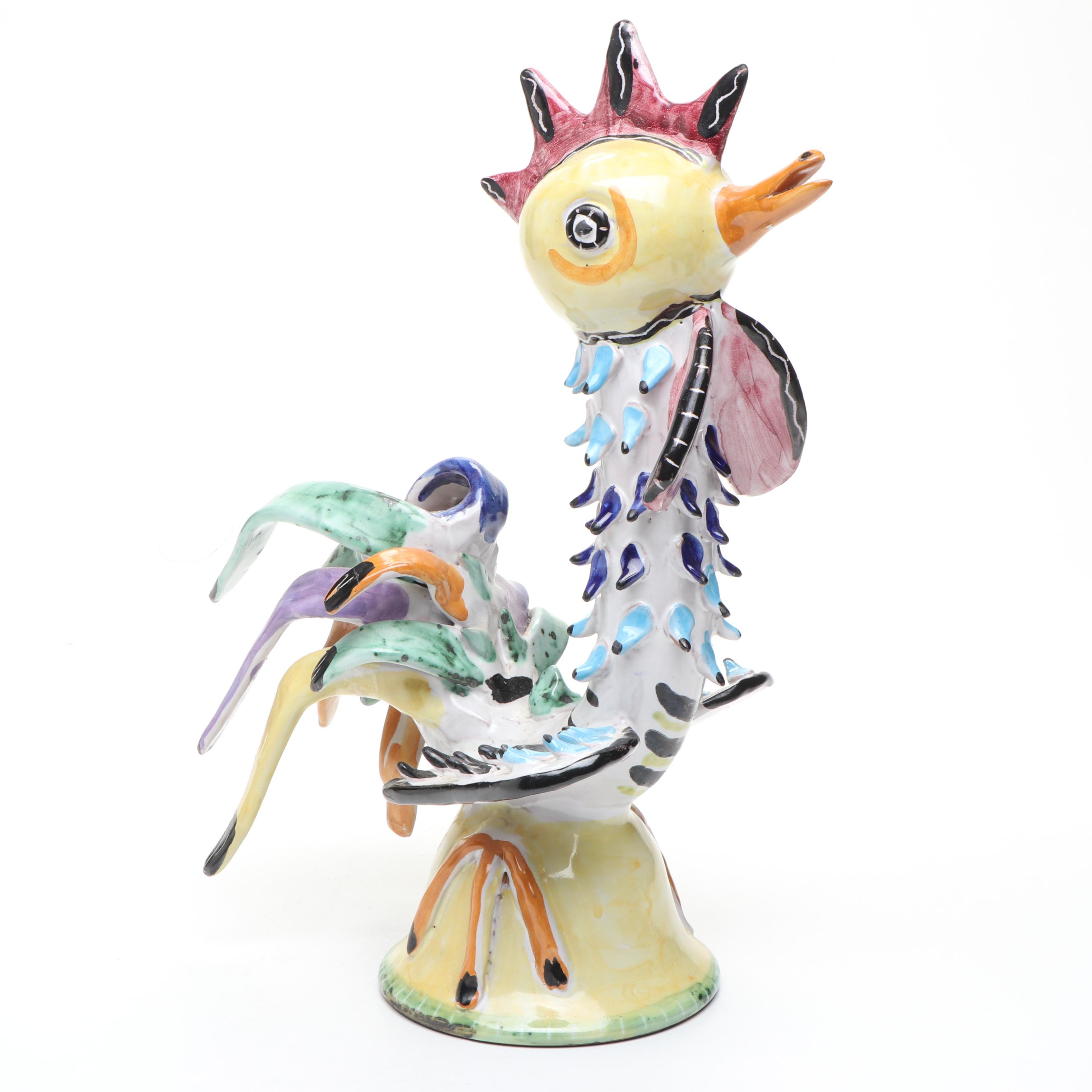 Vincenzo Pinto Vietri Italian Ceramic Rooster Table Lamp Body
