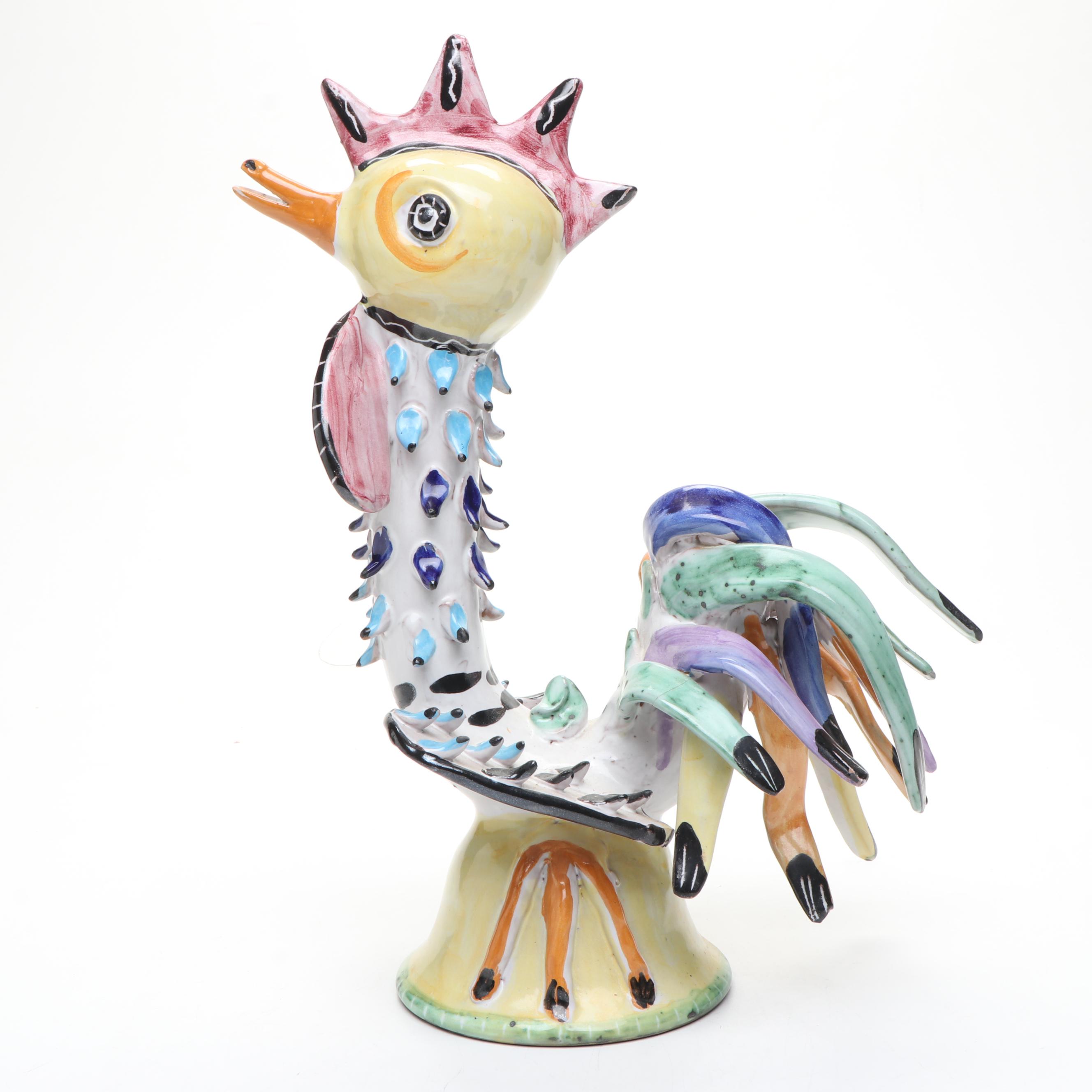 Vincenzo Pinto Vietri Italian Ceramic Rooster Table Lamp Body