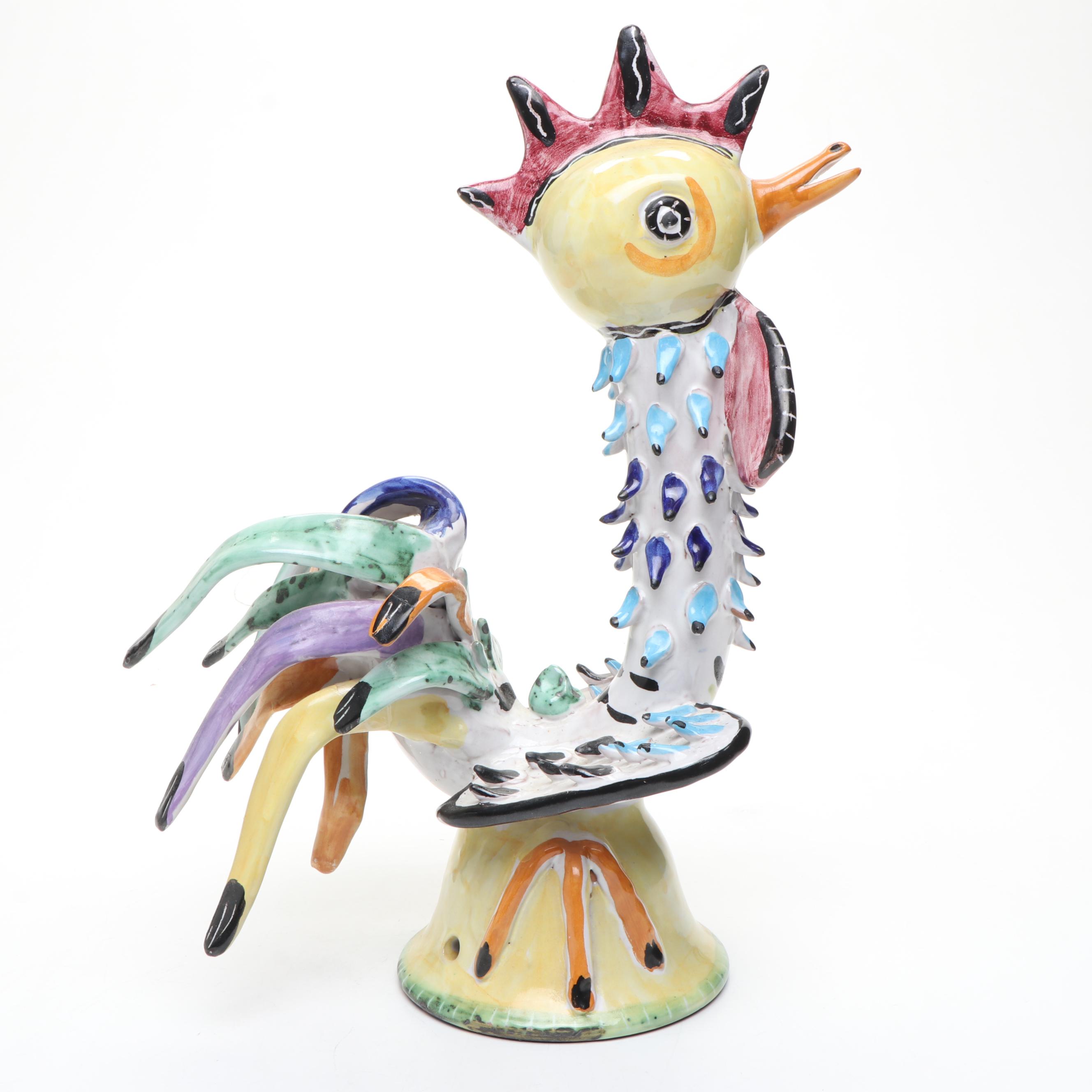 Vincenzo Pinto Vietri Italian Ceramic Rooster Table Lamp Body