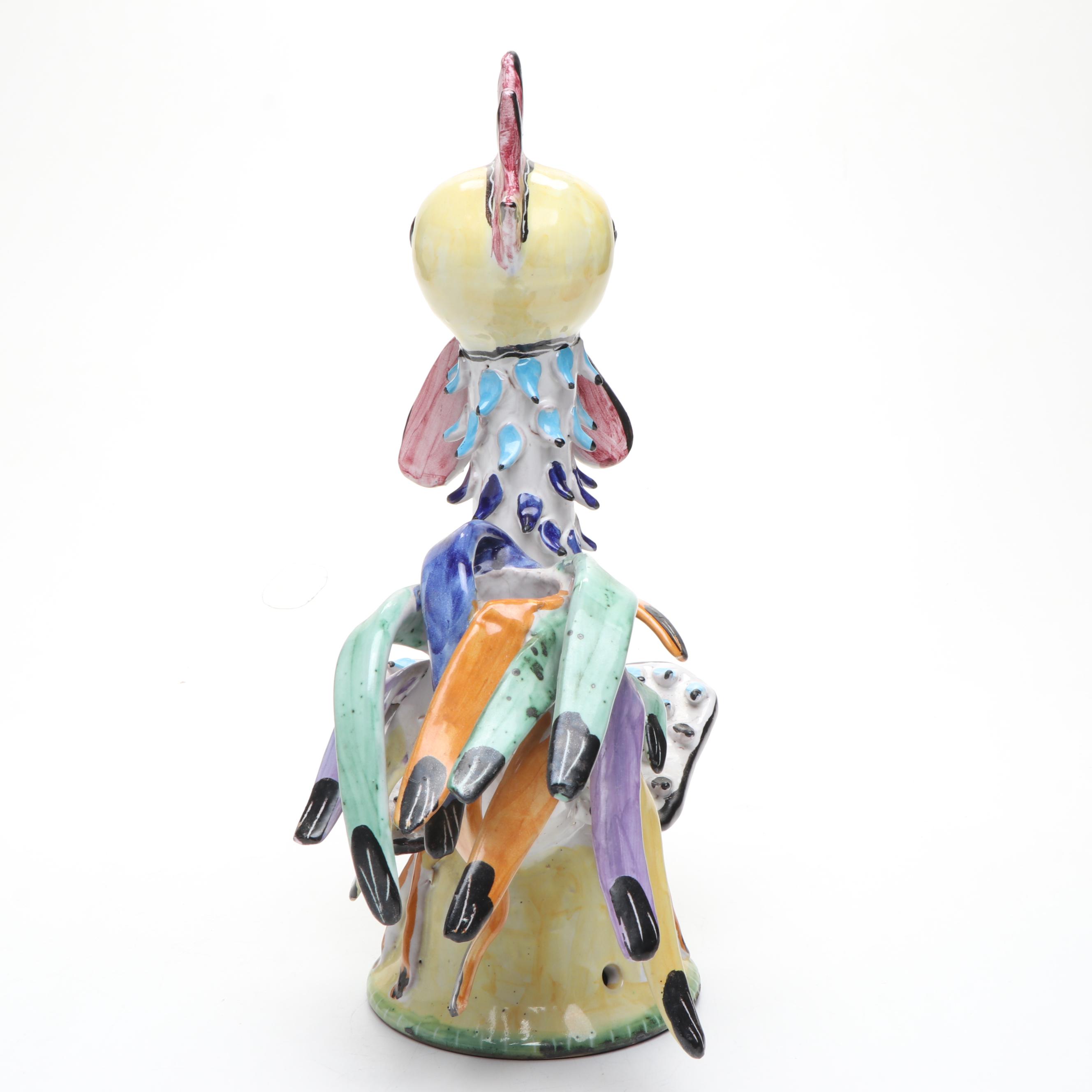 Vincenzo Pinto Vietri Italian Ceramic Rooster Table Lamp Body
