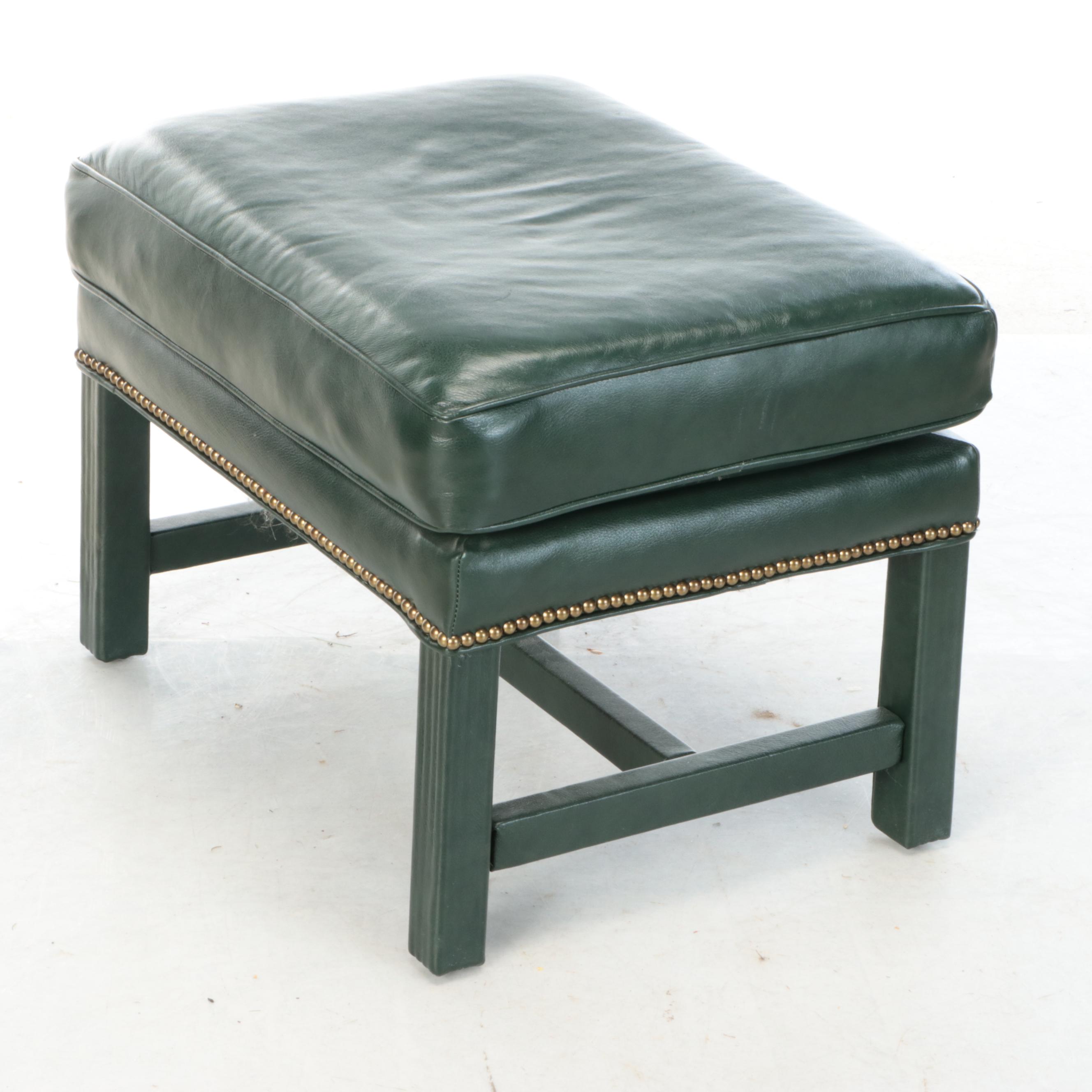 Green Leather Ottoman