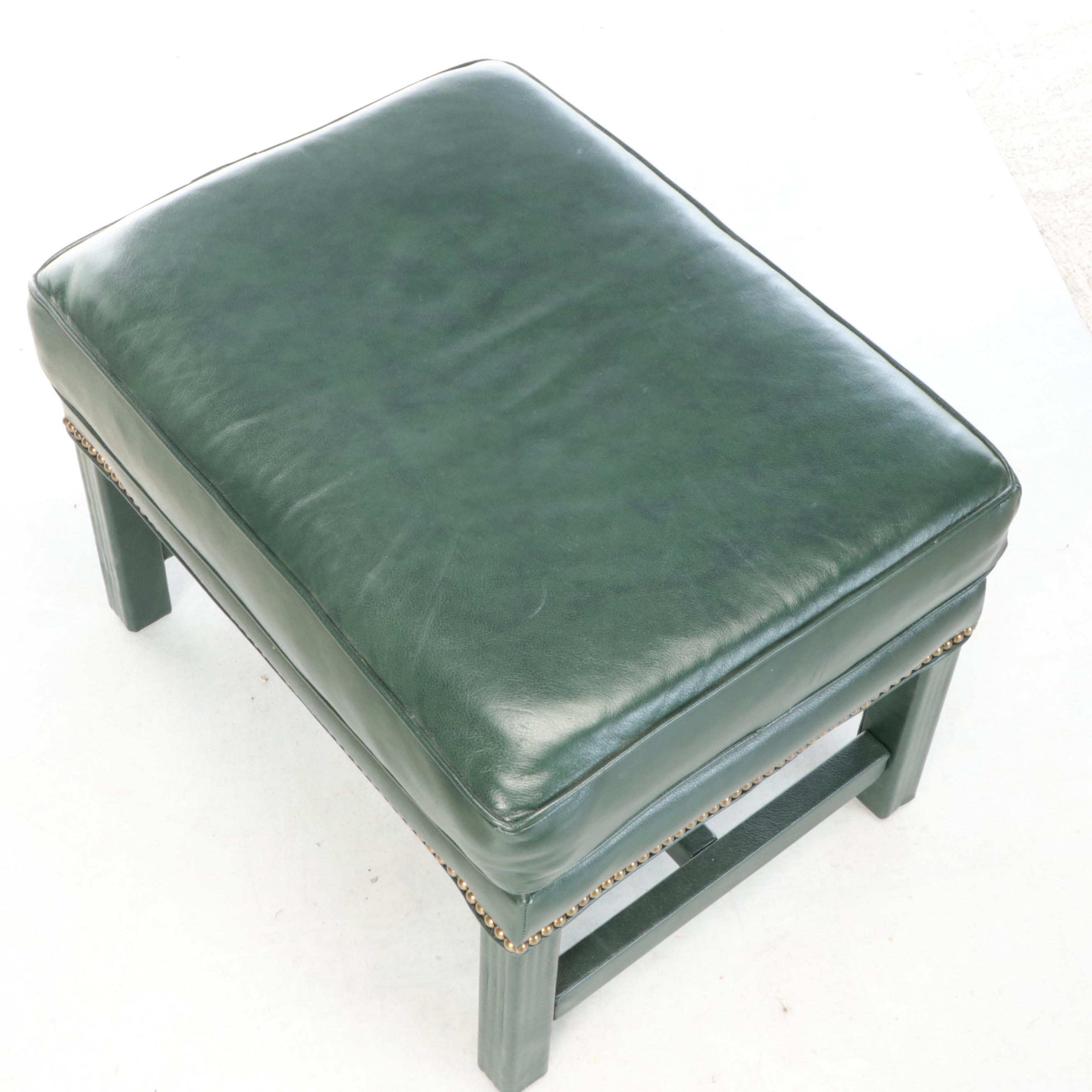 Green Leather Ottoman