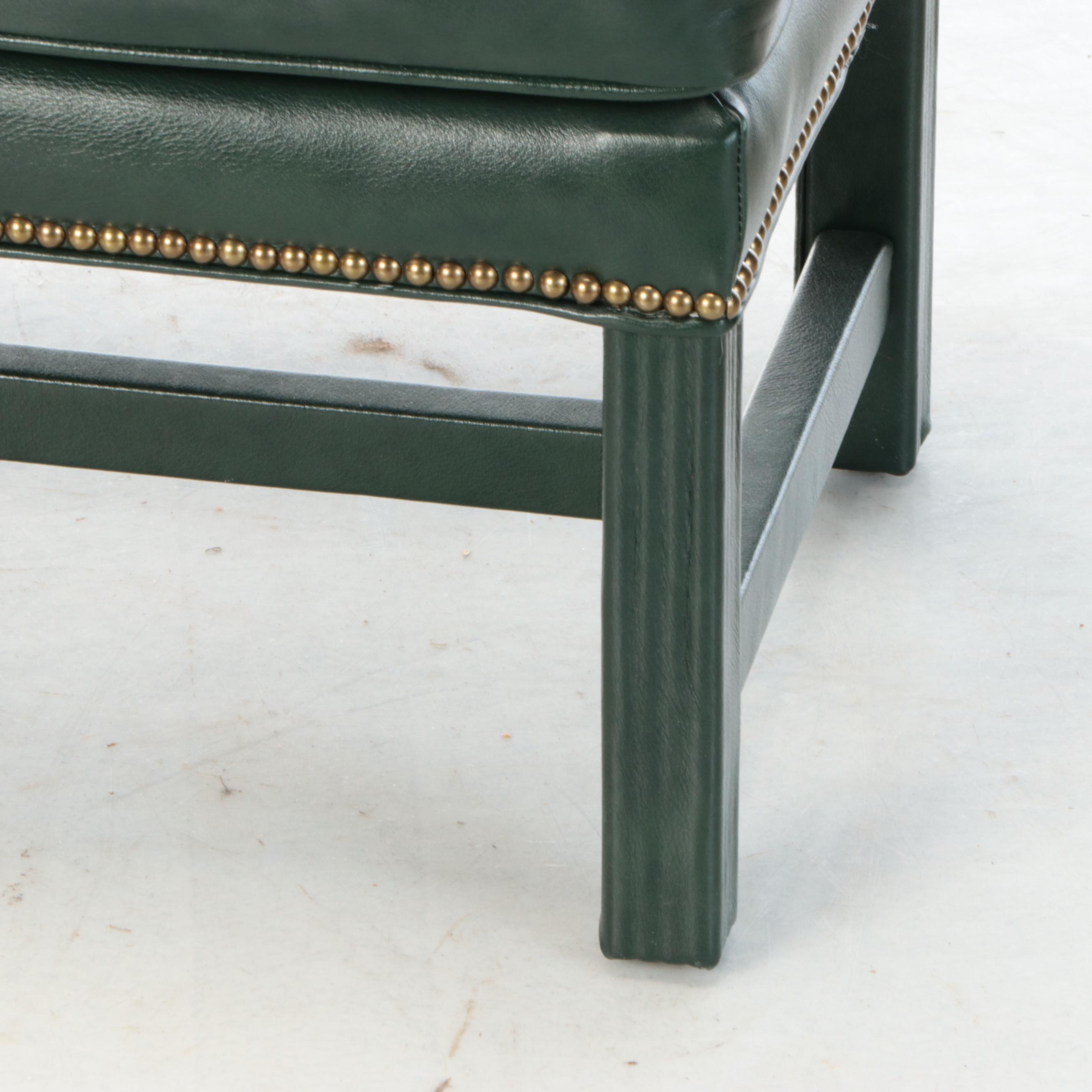 Green Leather Ottoman