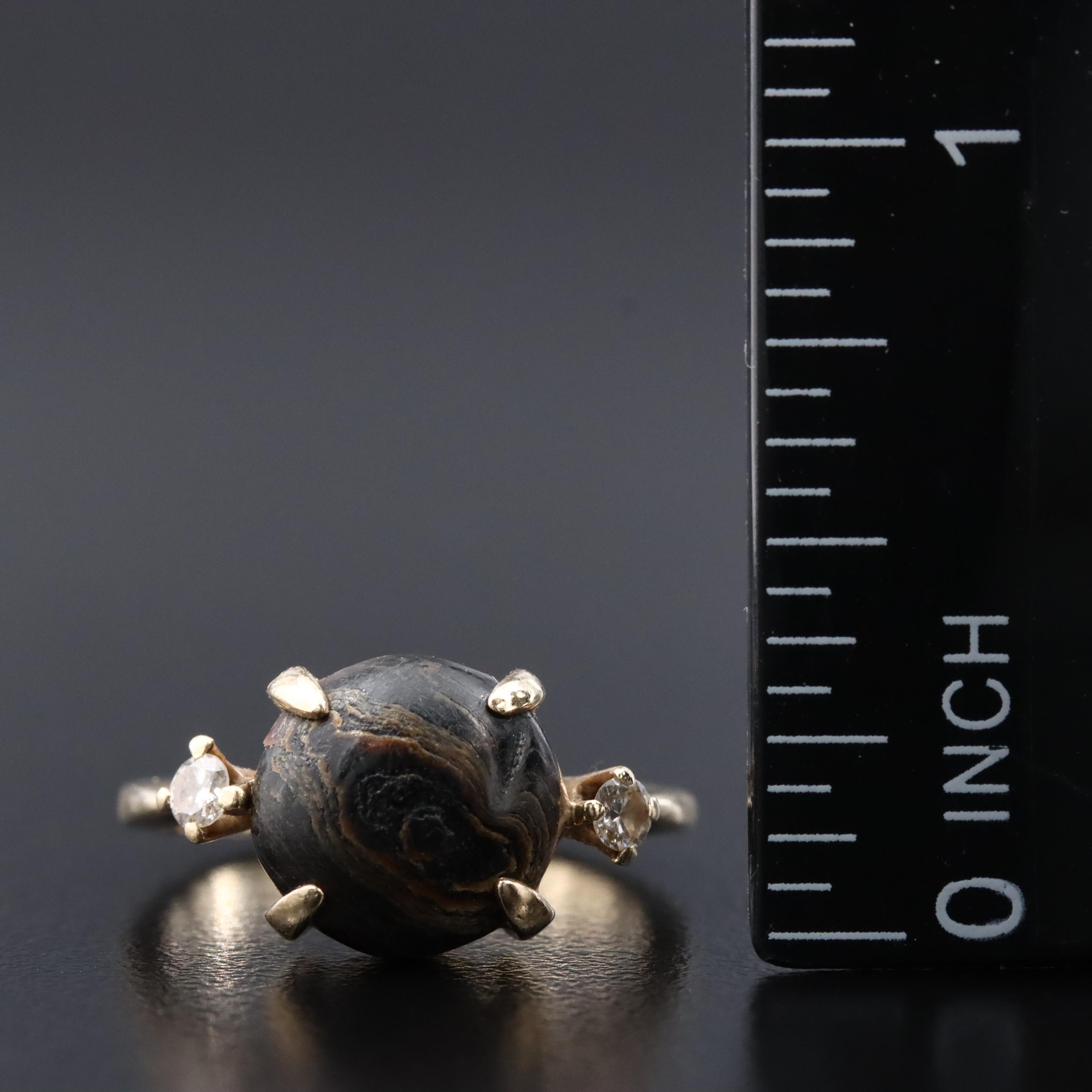 14K Coral and Diamond Ring