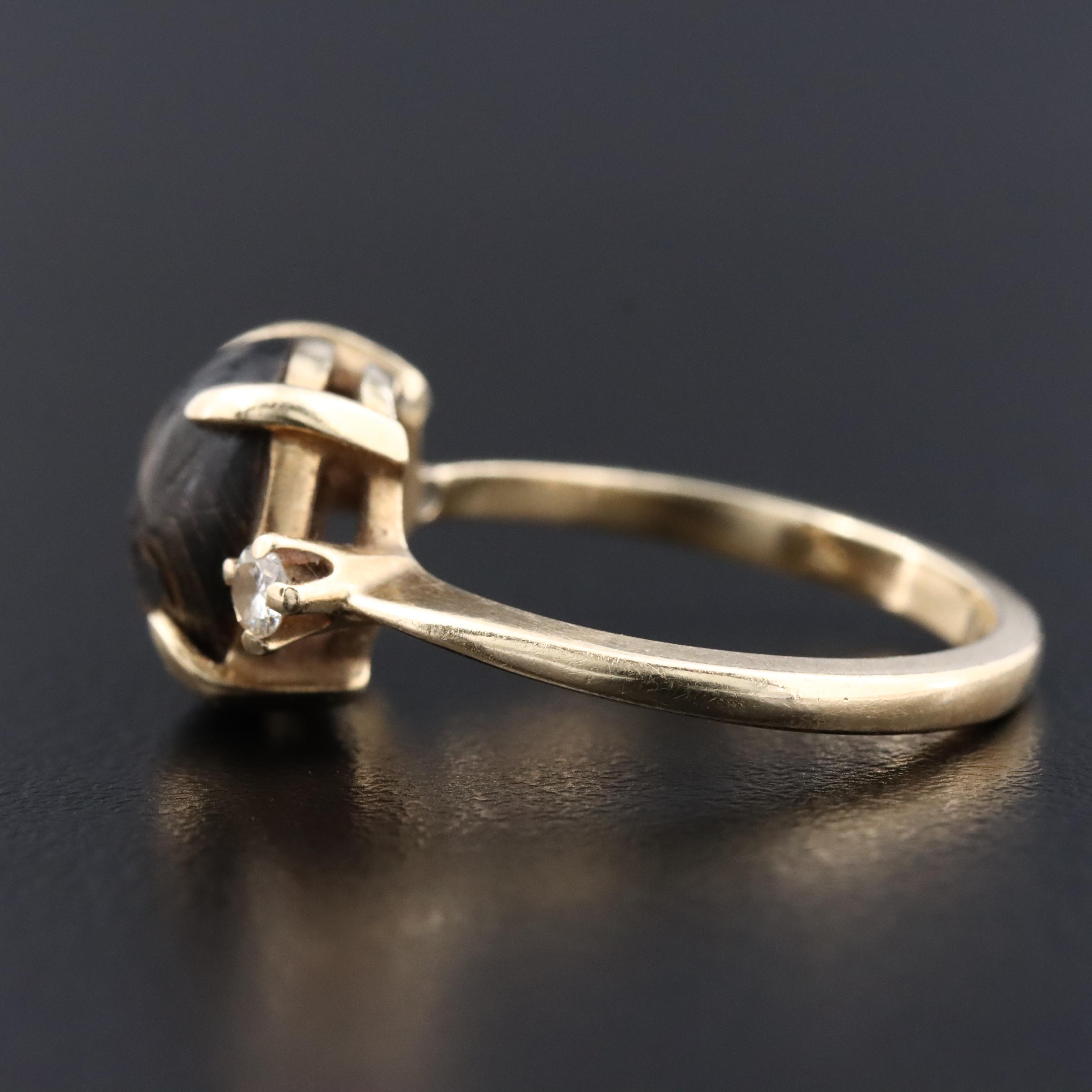 14K Coral and Diamond Ring