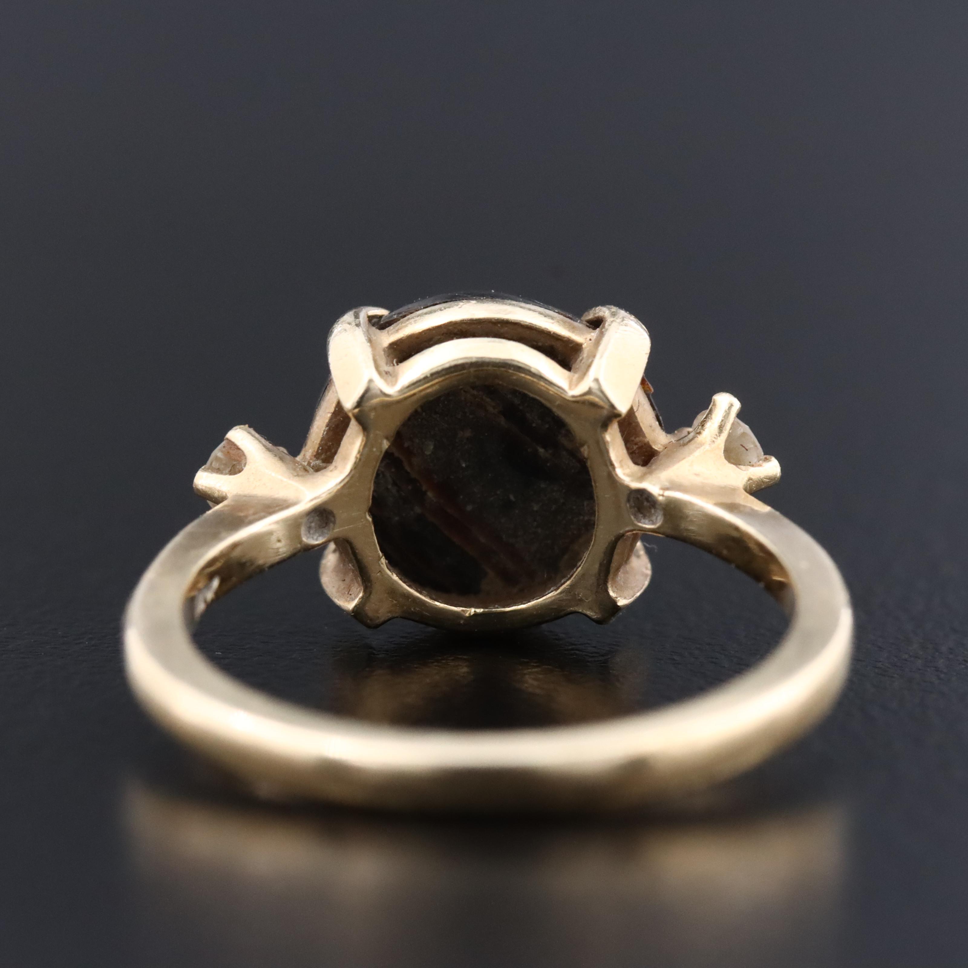 14K Coral and Diamond Ring